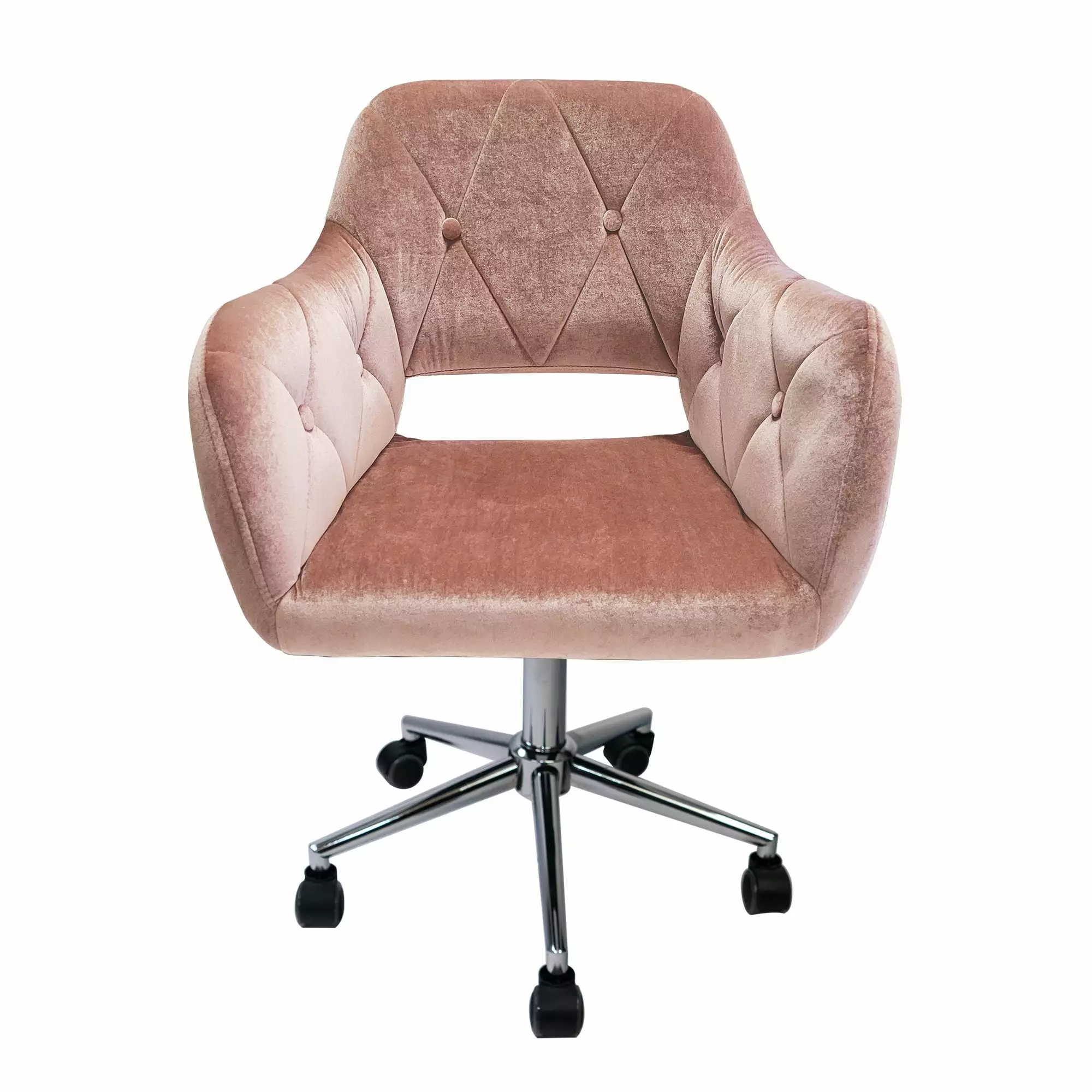 Impressions Vanity Brittney Tufted Vanity Chair Pink Velvet 360 Degree Swivel IMPRESSIONS VANITY ?? COMPANY