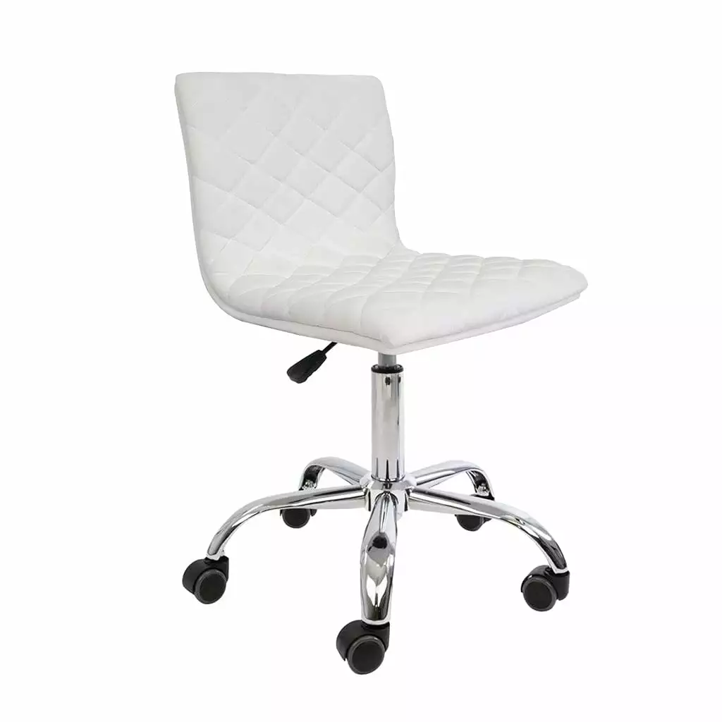 Impressions Vanity Eliza Diamond Quilted Swivel Vanity Chair Adjustable Height - White Velvet Makeup Seat IMPRESSIONS VANI...