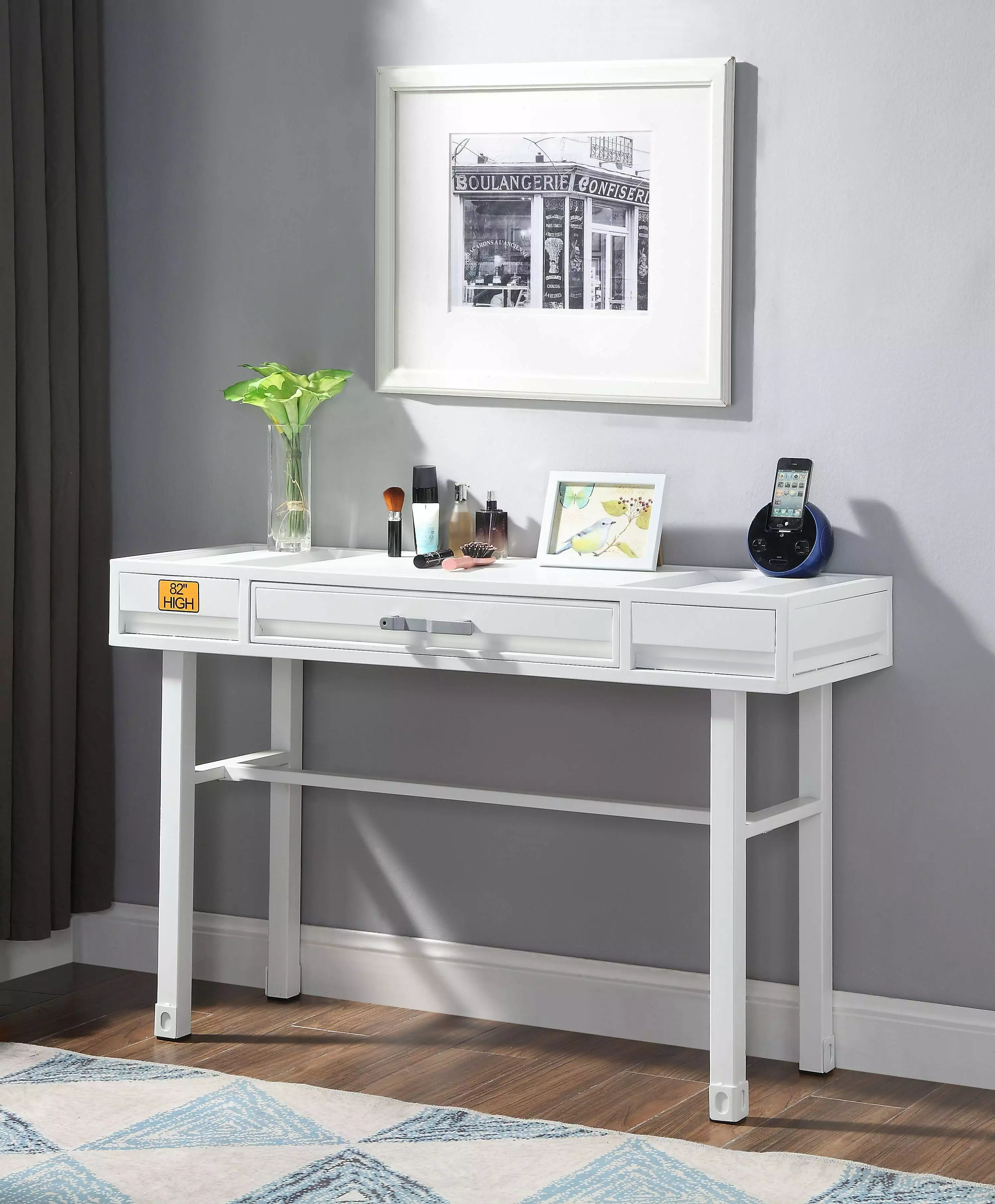 ACME Cargo Container Style Metal Vanity Desk Multiple Colors Industrial Chic Home Office Furniture Saltoro Sherpi