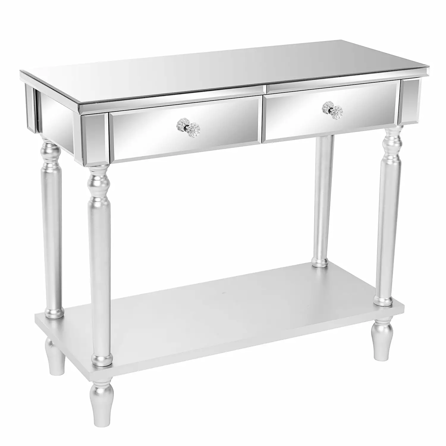 BaytoCare Vintage Mirrored Makeup Vanity Table Shelf Console Side Table Easy Assembly FCH