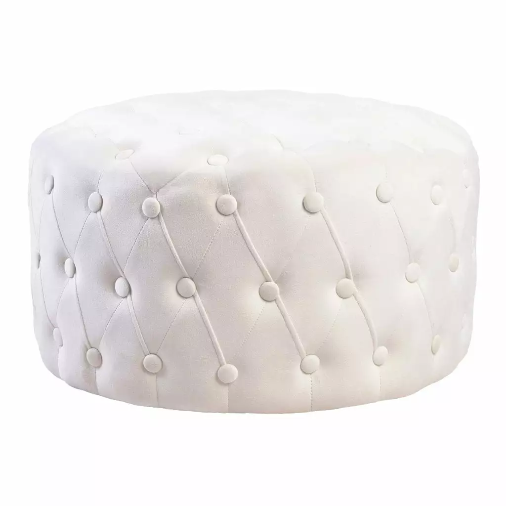 Impressions Vanity Vivienne Tufted Vanity Ottoman Velvet Round Seat Modern Home Decor White IMPRESSIONS VANITY ?? COMPANY