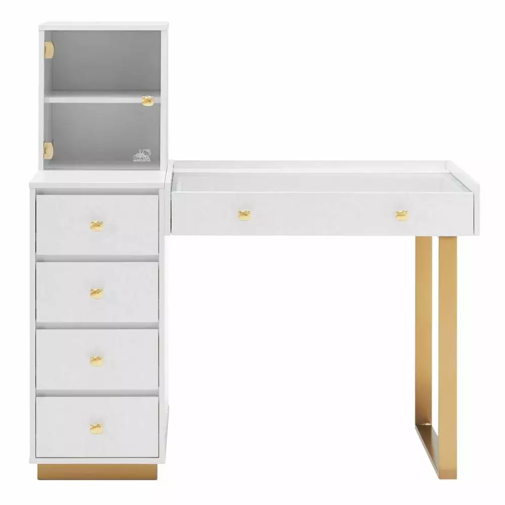 Impressions Vanity Desk Drawers SlayStation Duet Glasstop Makeup Table Home Decor Gold IMPRESSIONS VANITY ?? COMPANY