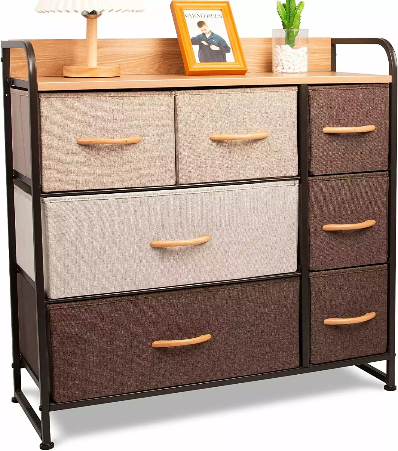 7 Drawer Dresser Storage Tower 4-Tier Vertical Arranger Chest Bedroom Hallway Entryway Closet Nursery Dark Gray Anbirong