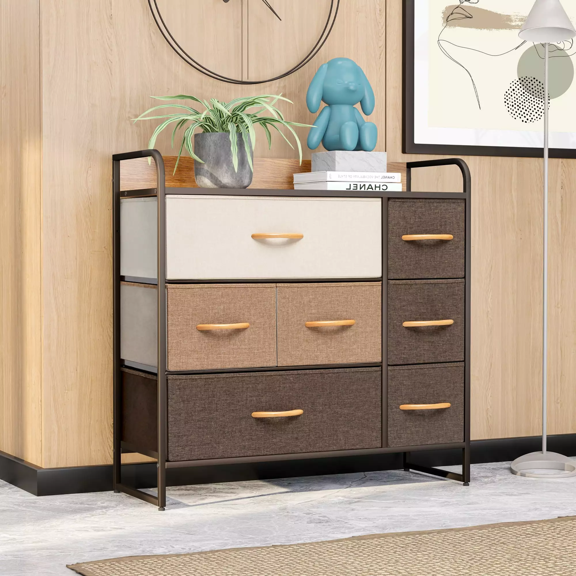 Cloud Fly 7 Drawer Vertical Dresser Storage Tower Brown Bedroom