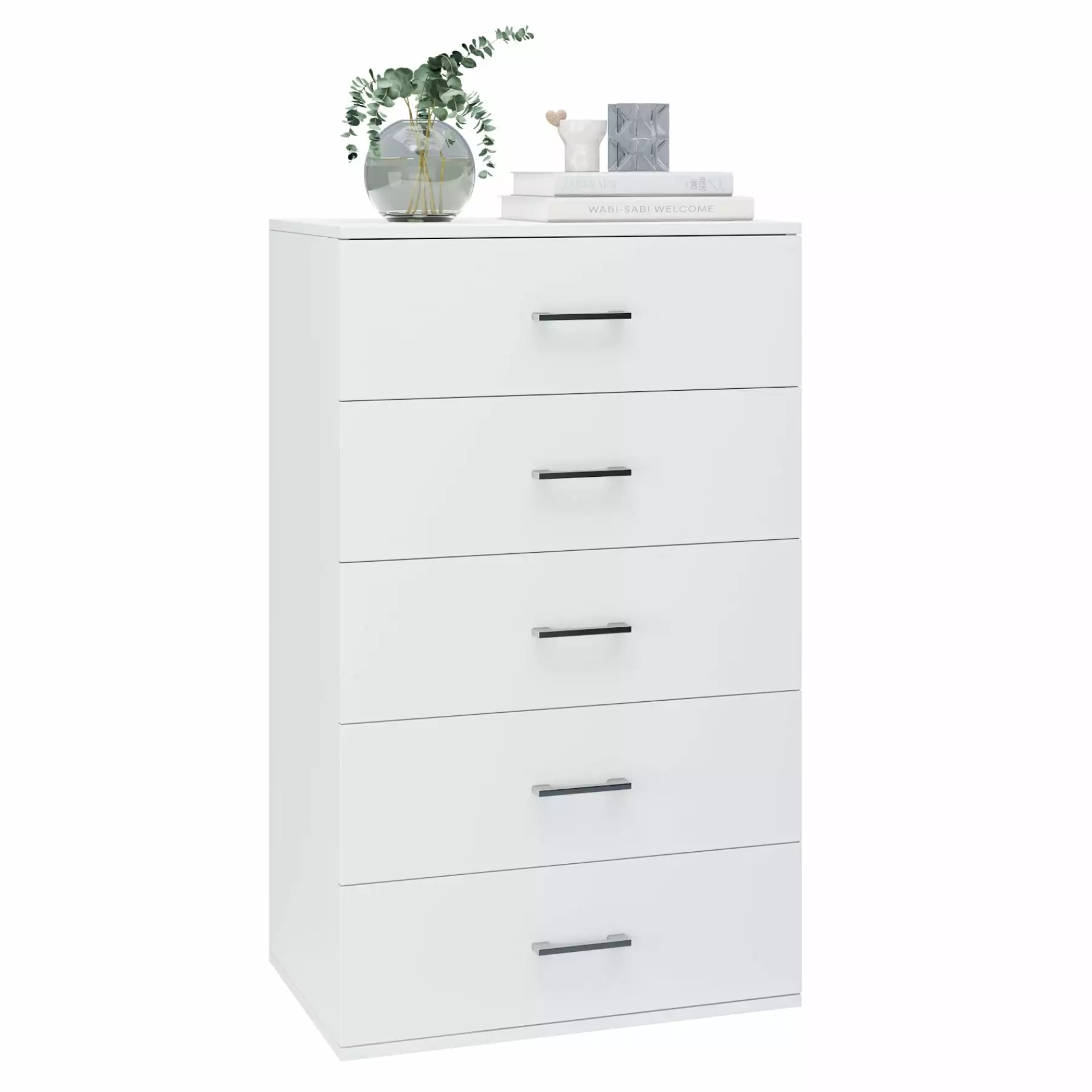 Homfa White Dresser 5 Drawers Vertical Chest Drawers Wood Storage Cabinet