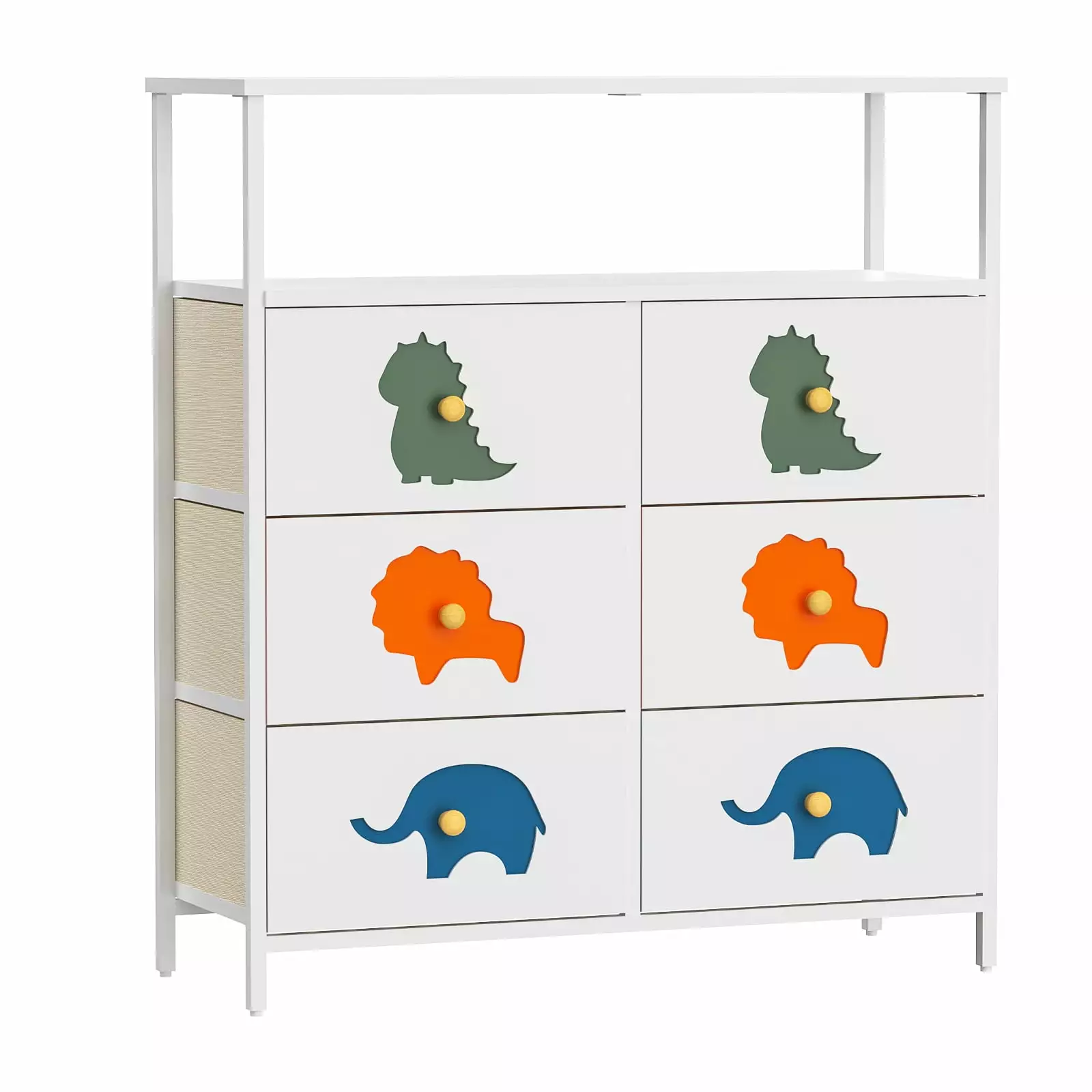 Sengroce Kids Dresser Kids Toddler Dressers Vertical Dresser Bedroom 6 Drawers and Shelf