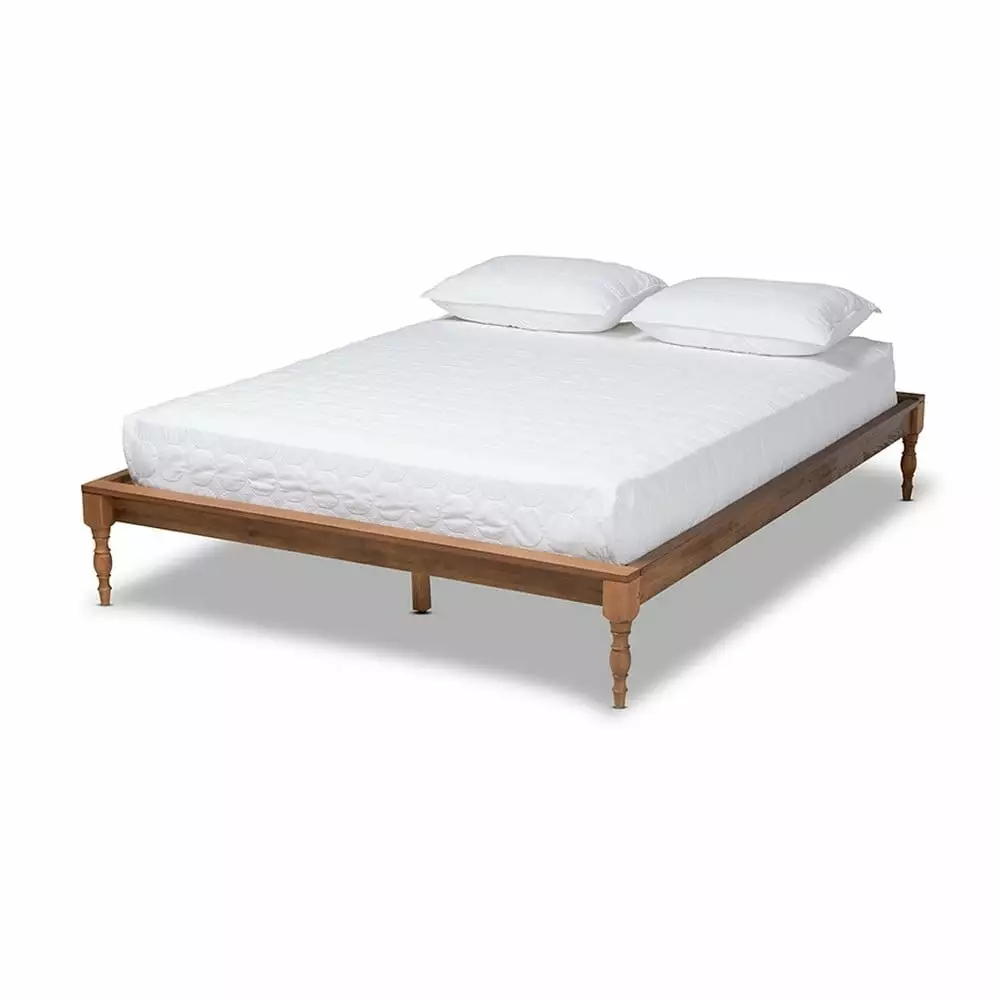 Baxton Studio Romy Vintage French Style Full Size Wood Bed Frame Walnut Finish