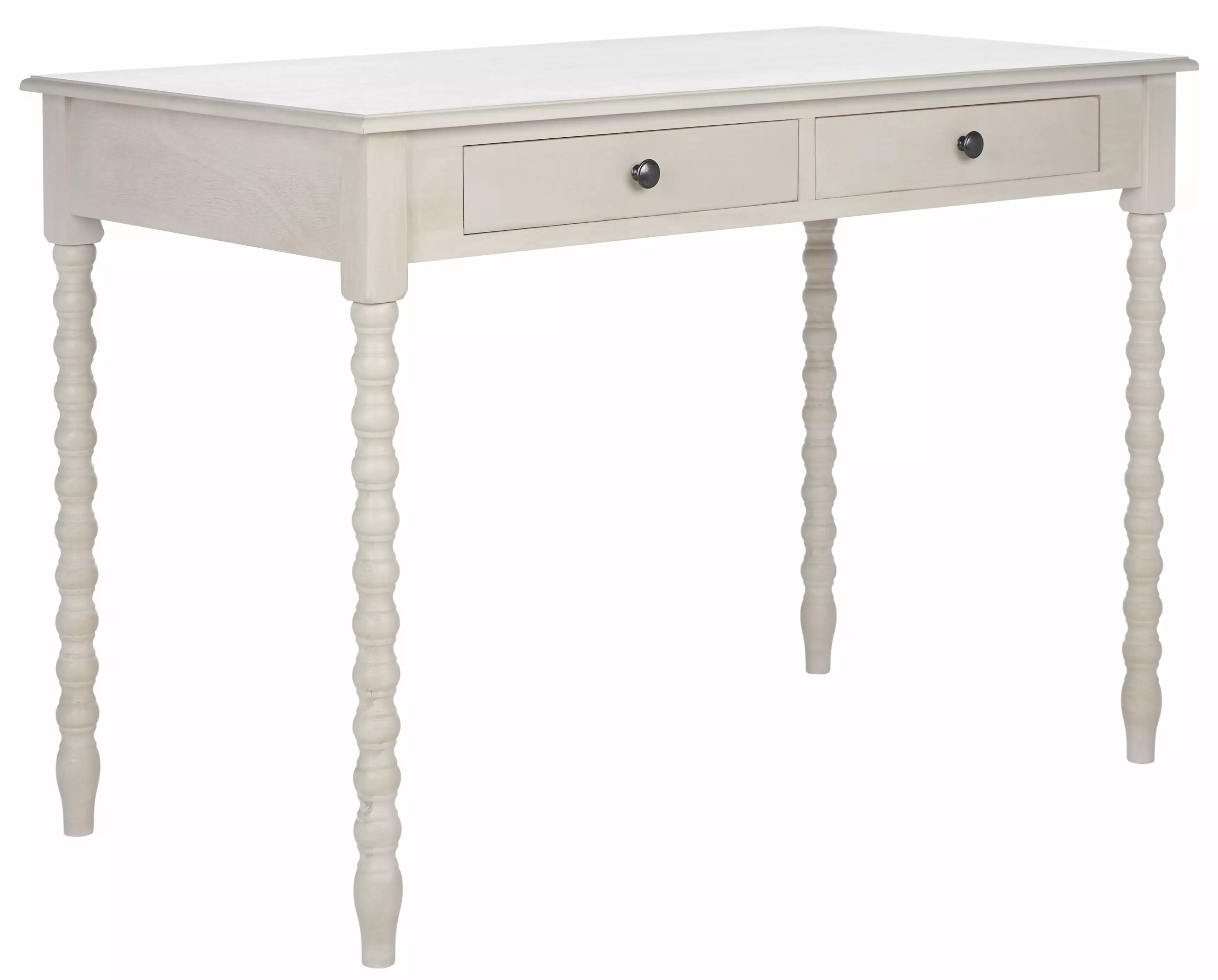 SAFAVIEH O' Mara Solid Retro Farmhoutilize 2 Drawer Desk Taupe - Vintage Home Office Furniture
