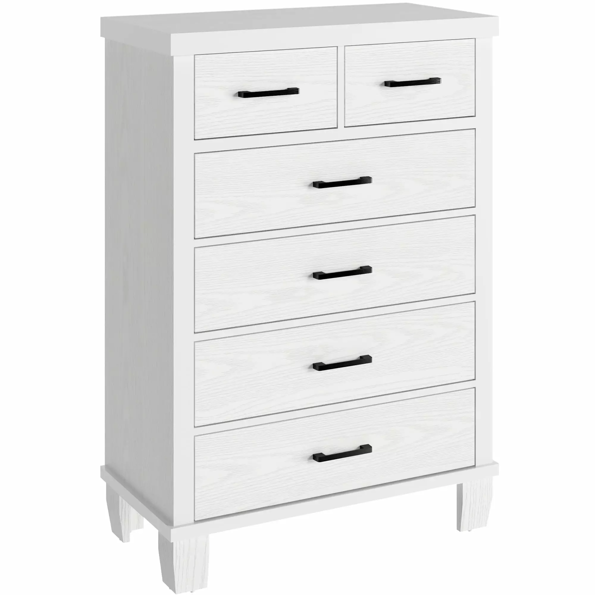 EastVita Vintage Dresser Bedroom 6 Drawers Vintage Design Wood Drawer Dresser White