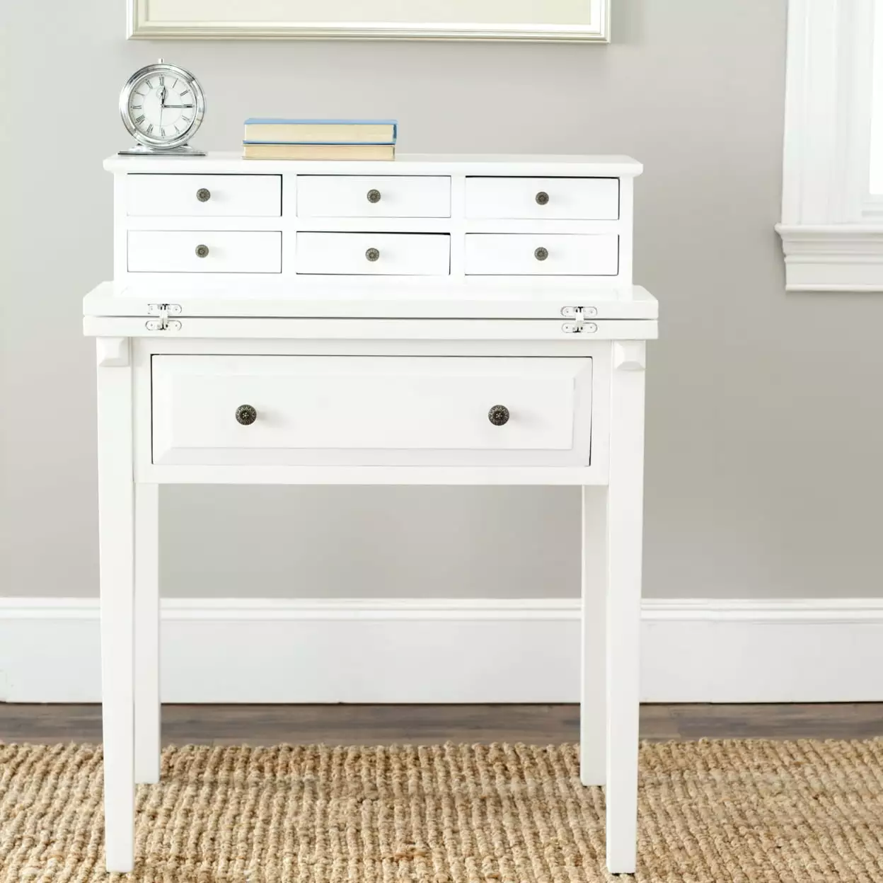 SAFAVIEH Abigail Fold Down Desk White Small Spaces