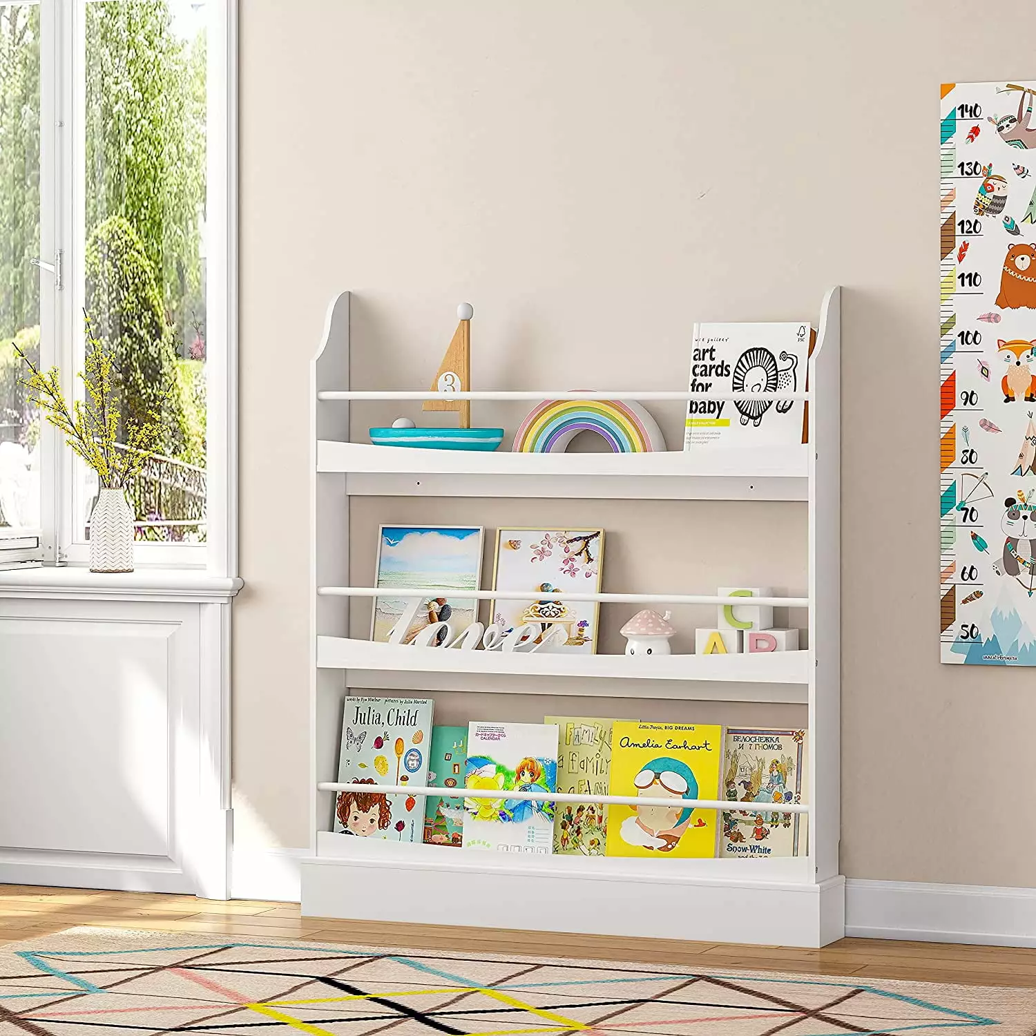 UTEX Wall Bookshelf Kids Book Shelf Arranger and Storage Nursery Decor Wall Mounted Book Rack