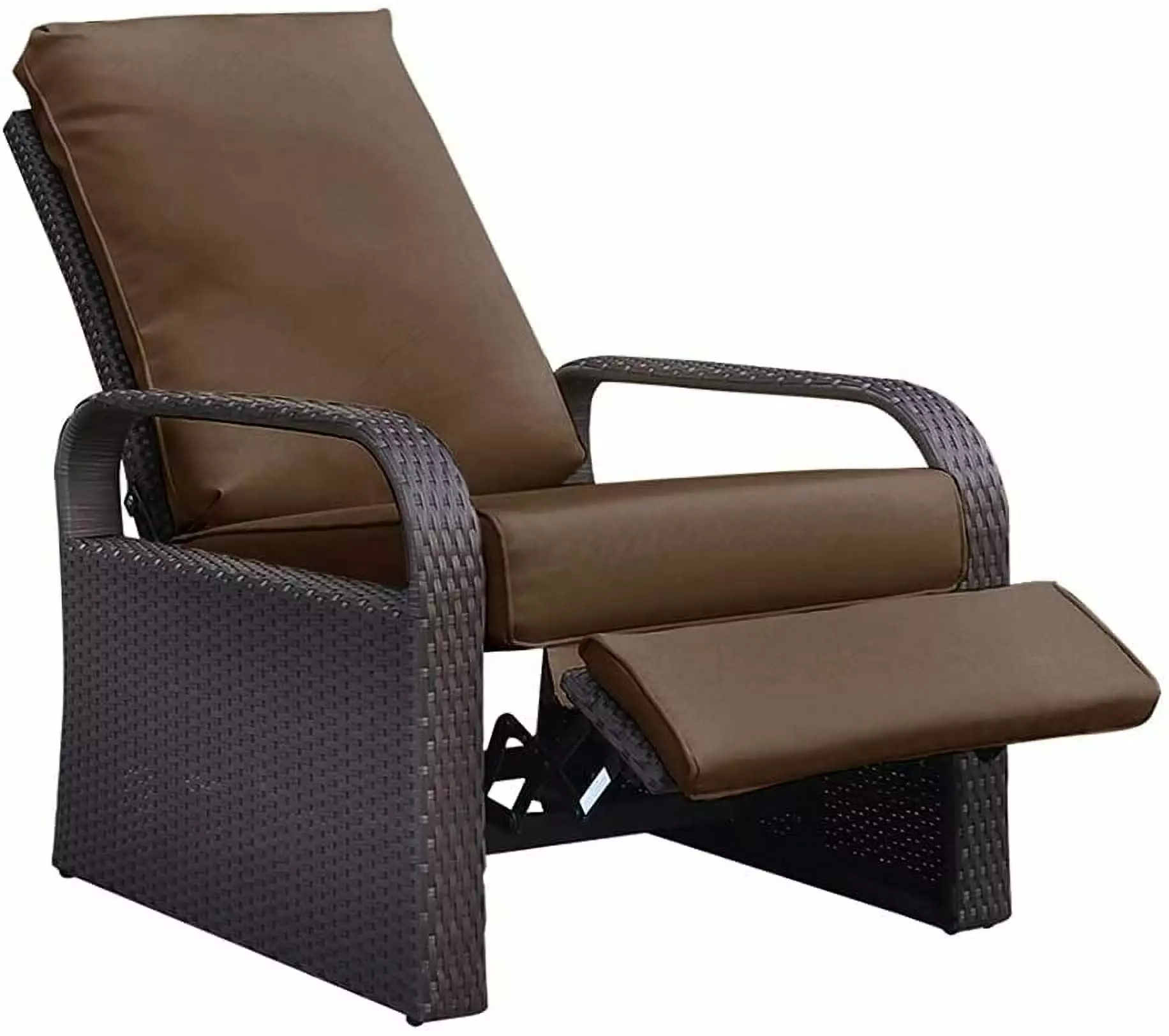 Homiyad Outdoor Garden Recliner Brown Wicker - Automatic Adjustable Lounge Chair