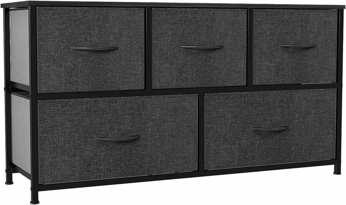 YINTATECH Wide Storage Tower 5 Drawers Fabric Dresser Bedroom Living Room