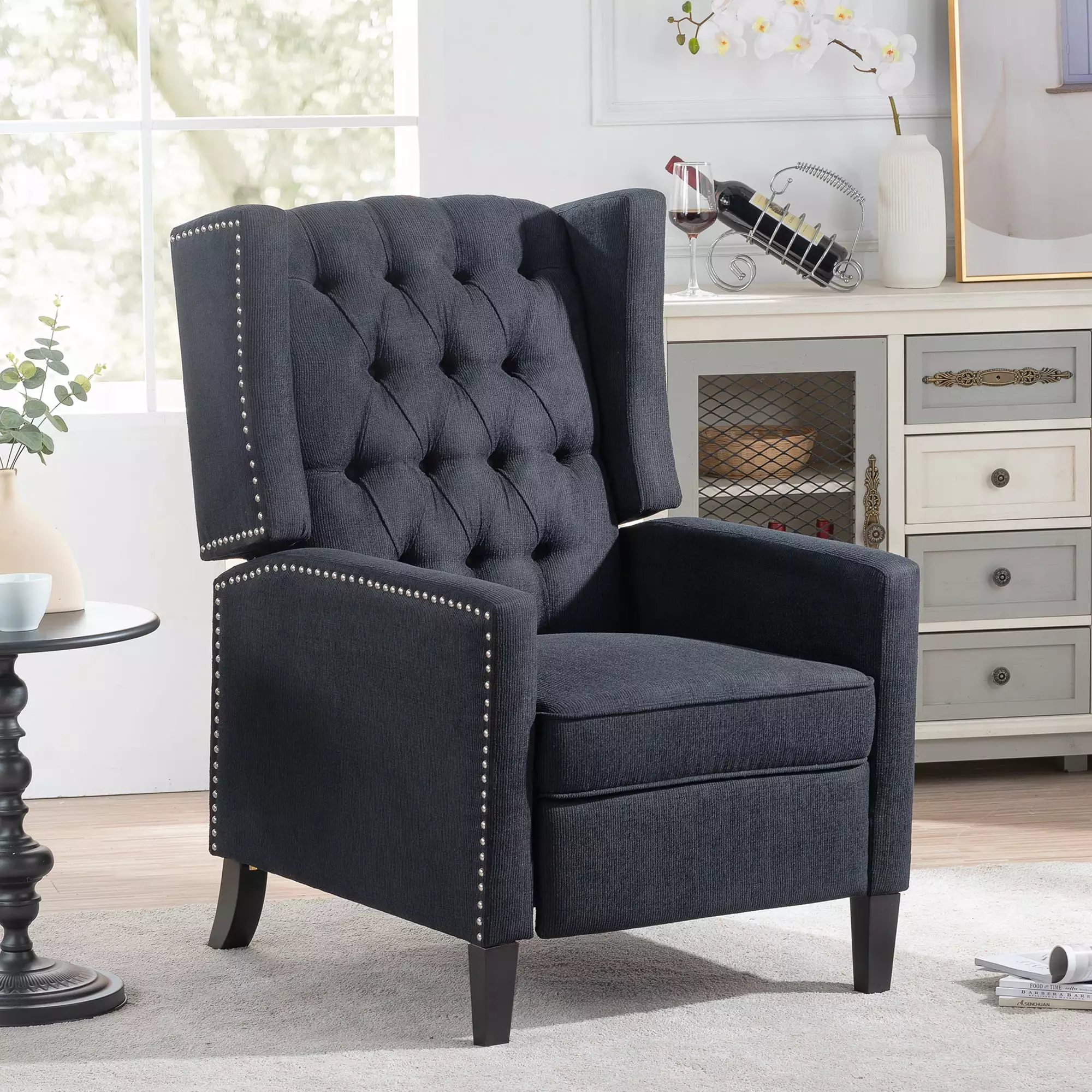 27.16 Wide Manual Wing Chair Recliner Comfortable Living Room Seating Wobythan
