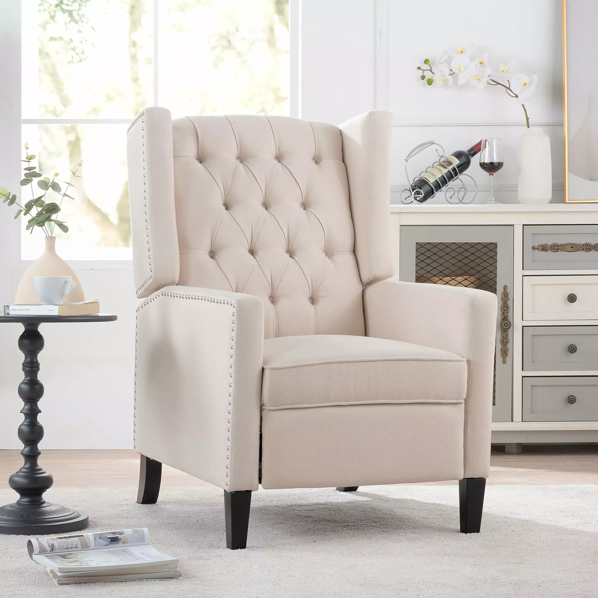 27.16 Wide Manual Wing Chair Recliner Comfortable Living Room Seating Wobythan