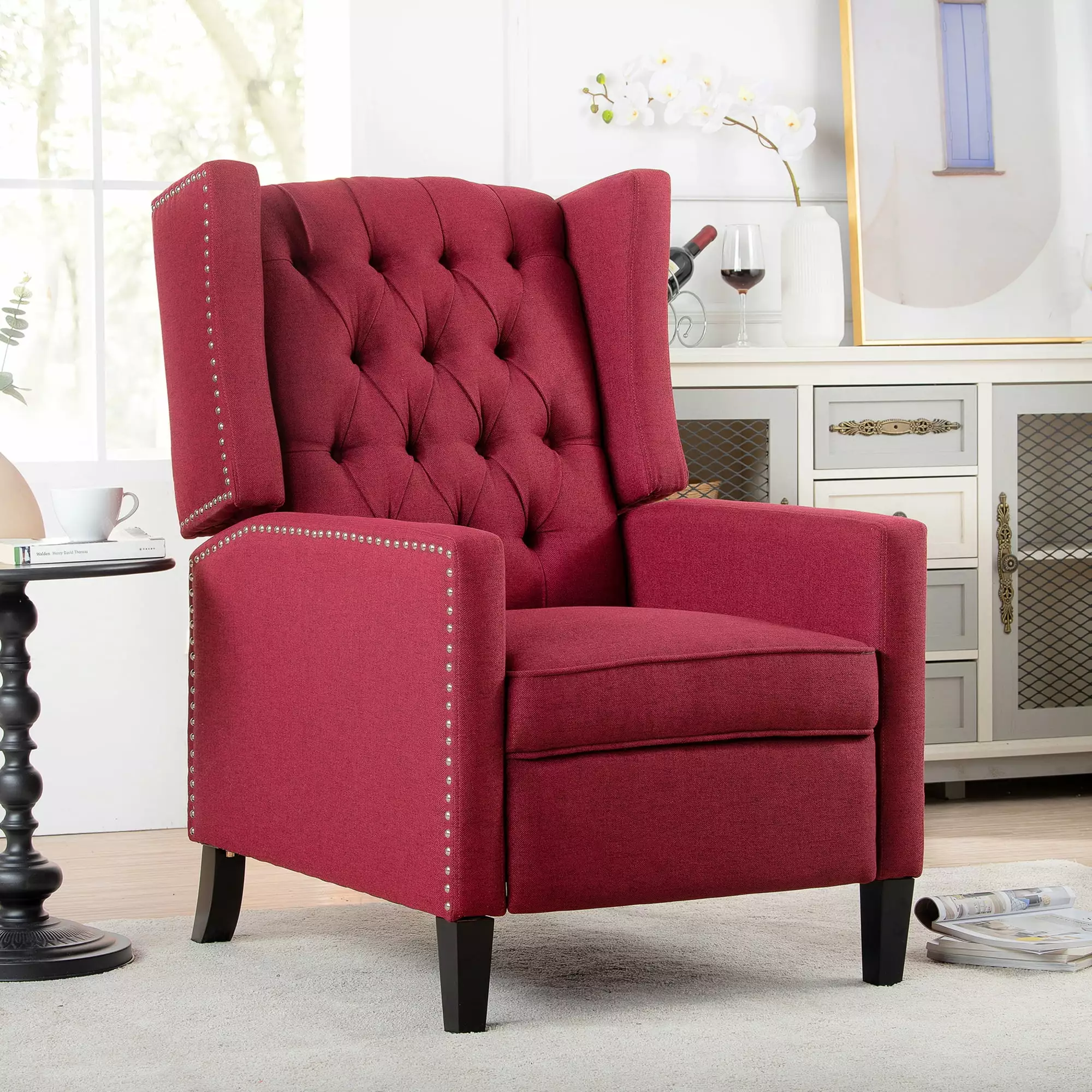 27.16 Wide Manual Wing Chair Recliner Comfortable Living Room Seating Wobythan