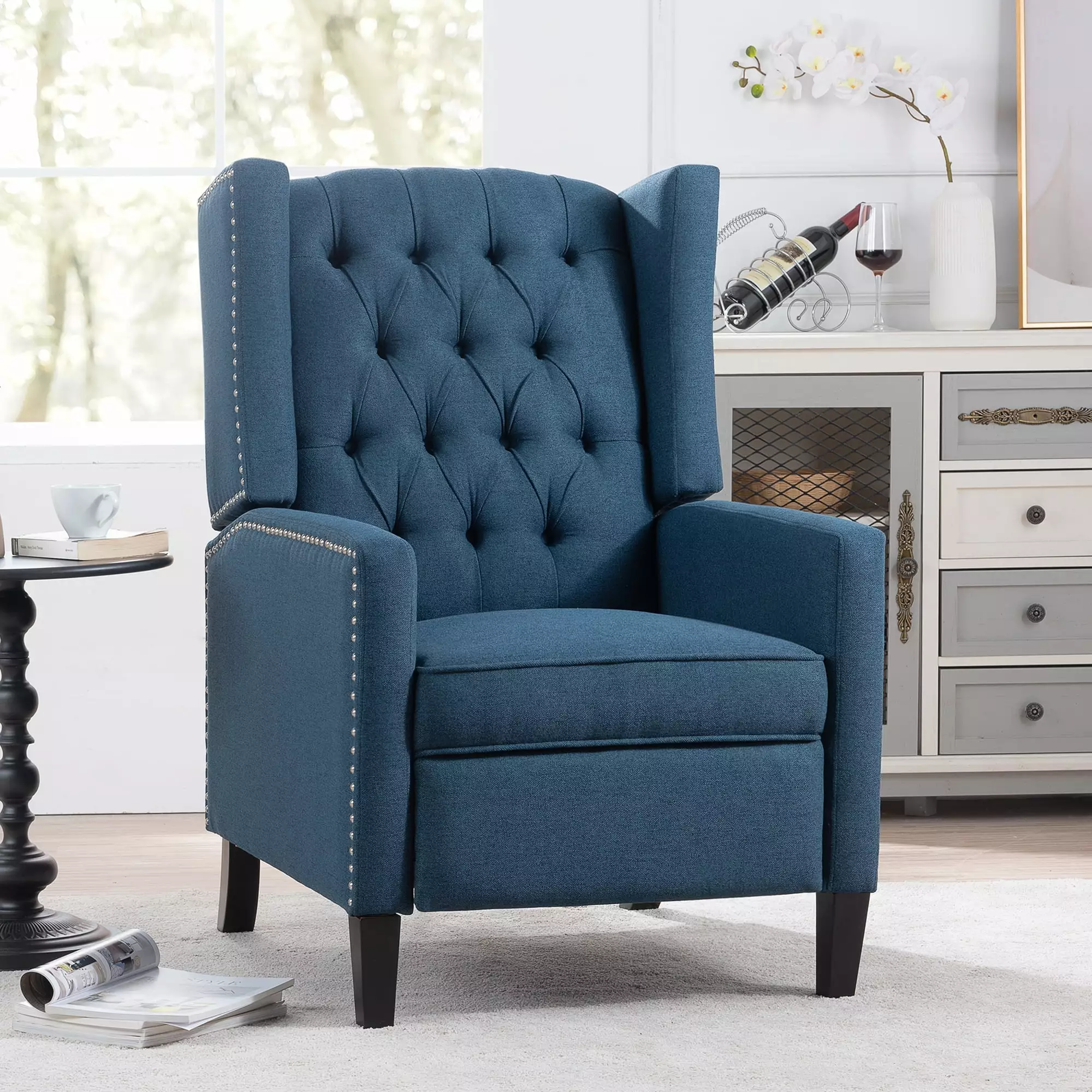27.16 Wide Manual Wing Chair Recliner Comfortable Living Room Seating Wobythan