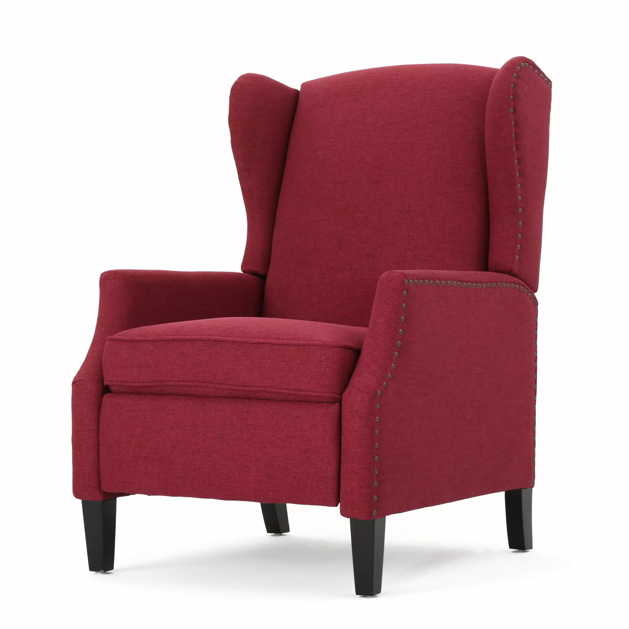 GDF Studio Weyland Contemporary Fabric Wingback Pushback Recliner Deep Red GDFSTUDIO