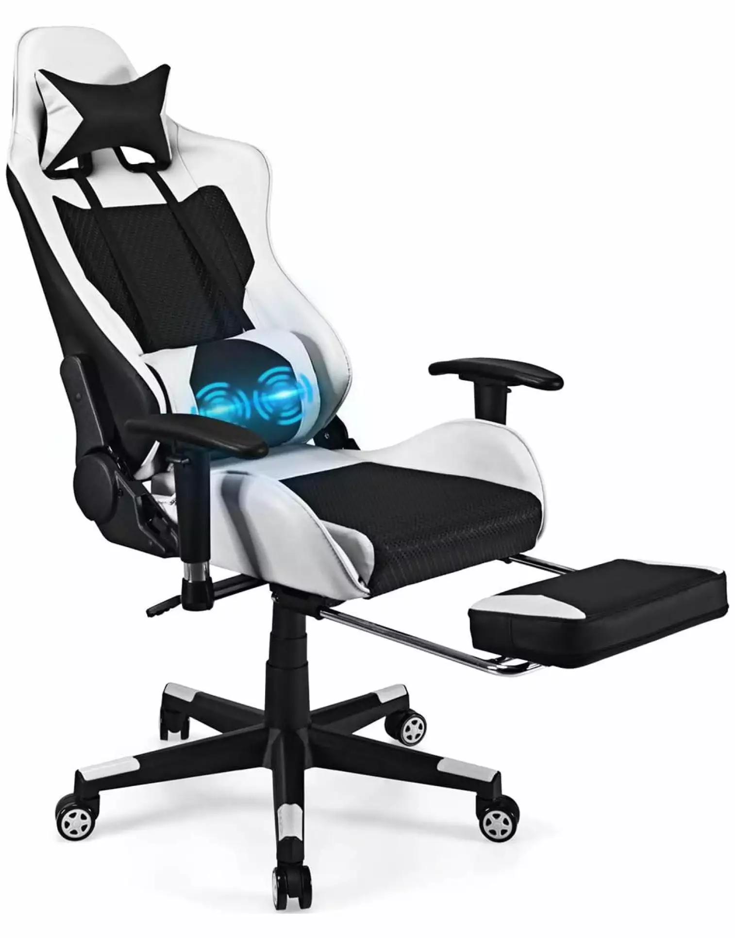 Superwum Gaming Chair Ergonomic Gaming Chair Footrest Women Racing Esports Computer Chair High Back Massage Leather Reclin...