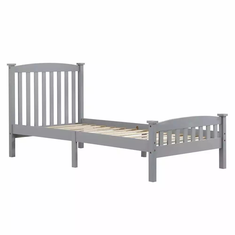 Ktaxon Twin Size Vertical Wood Bed Frame Headboard and Footboard Gray