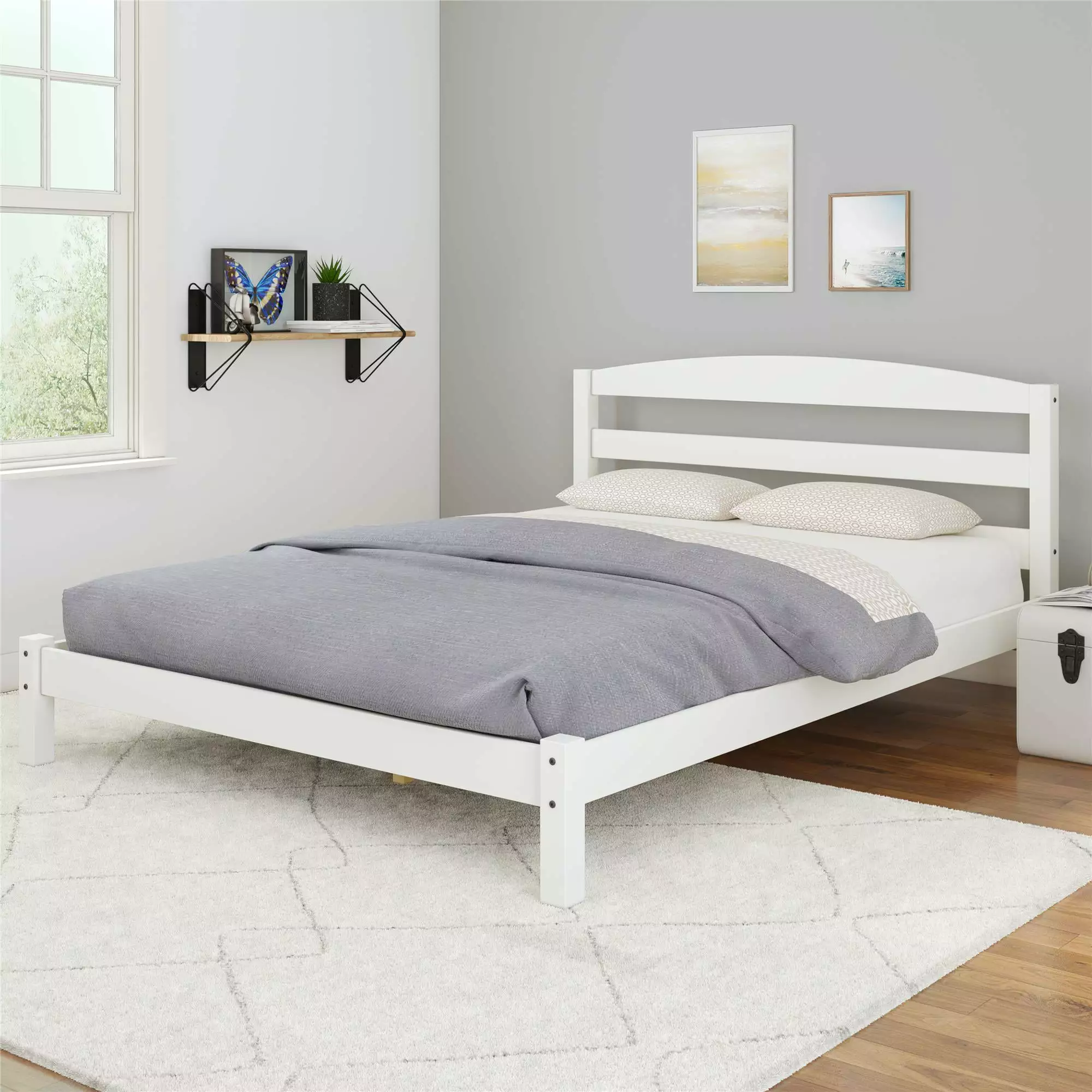 Better Homes Gardens Leighton White Solid Wood Full Size Platform Bed Frame Better Homes & Gardens