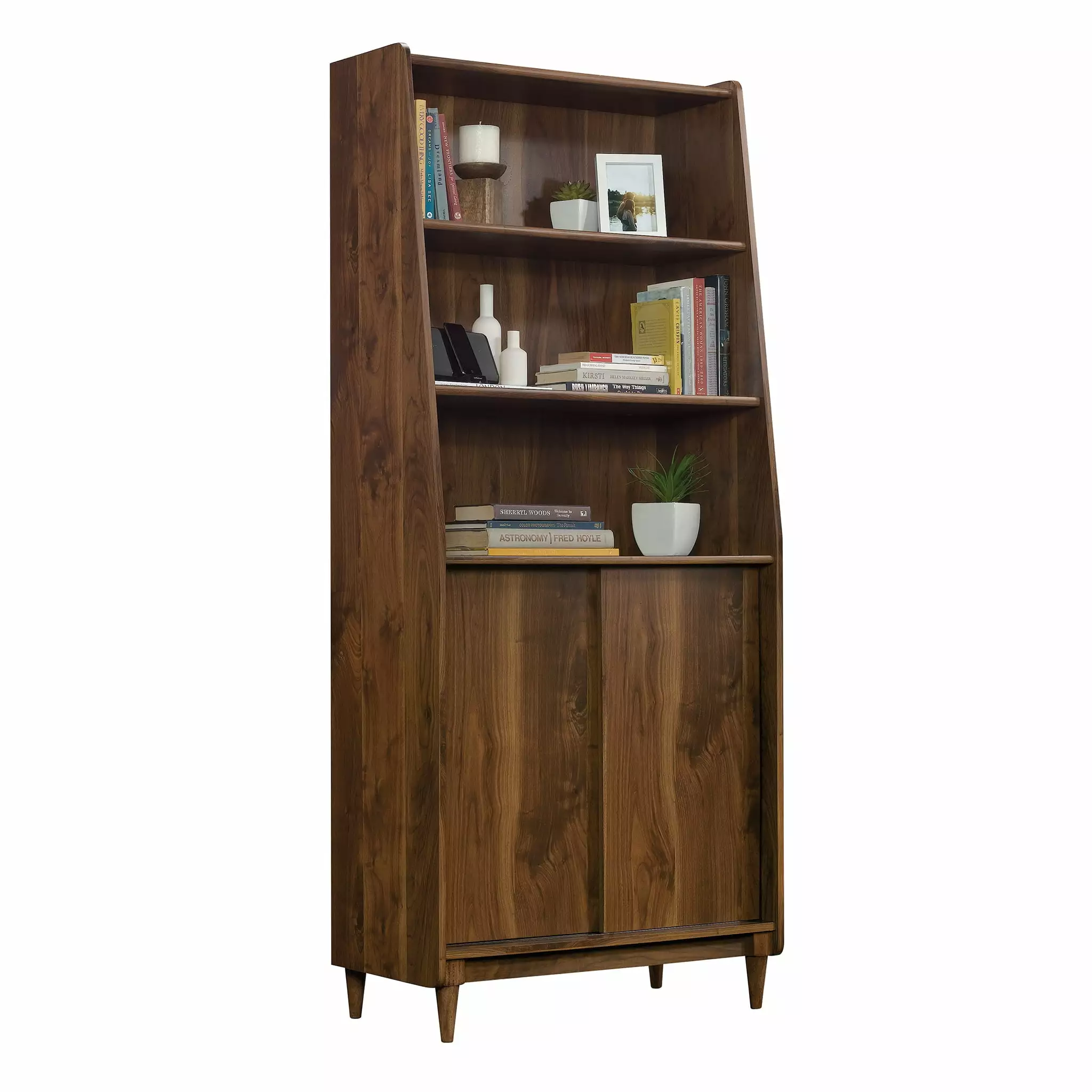 Sauder Harvey Park Wide Bookcase Grand Walnut Finish