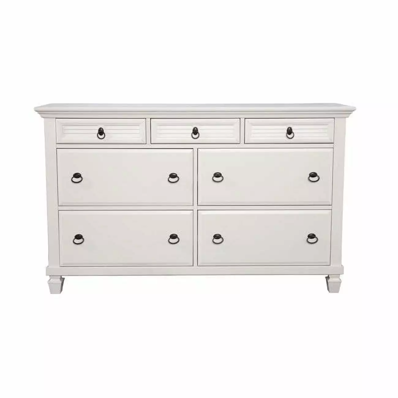 Alpine Furniture Winchester 7 Drawer Wood Dresser White