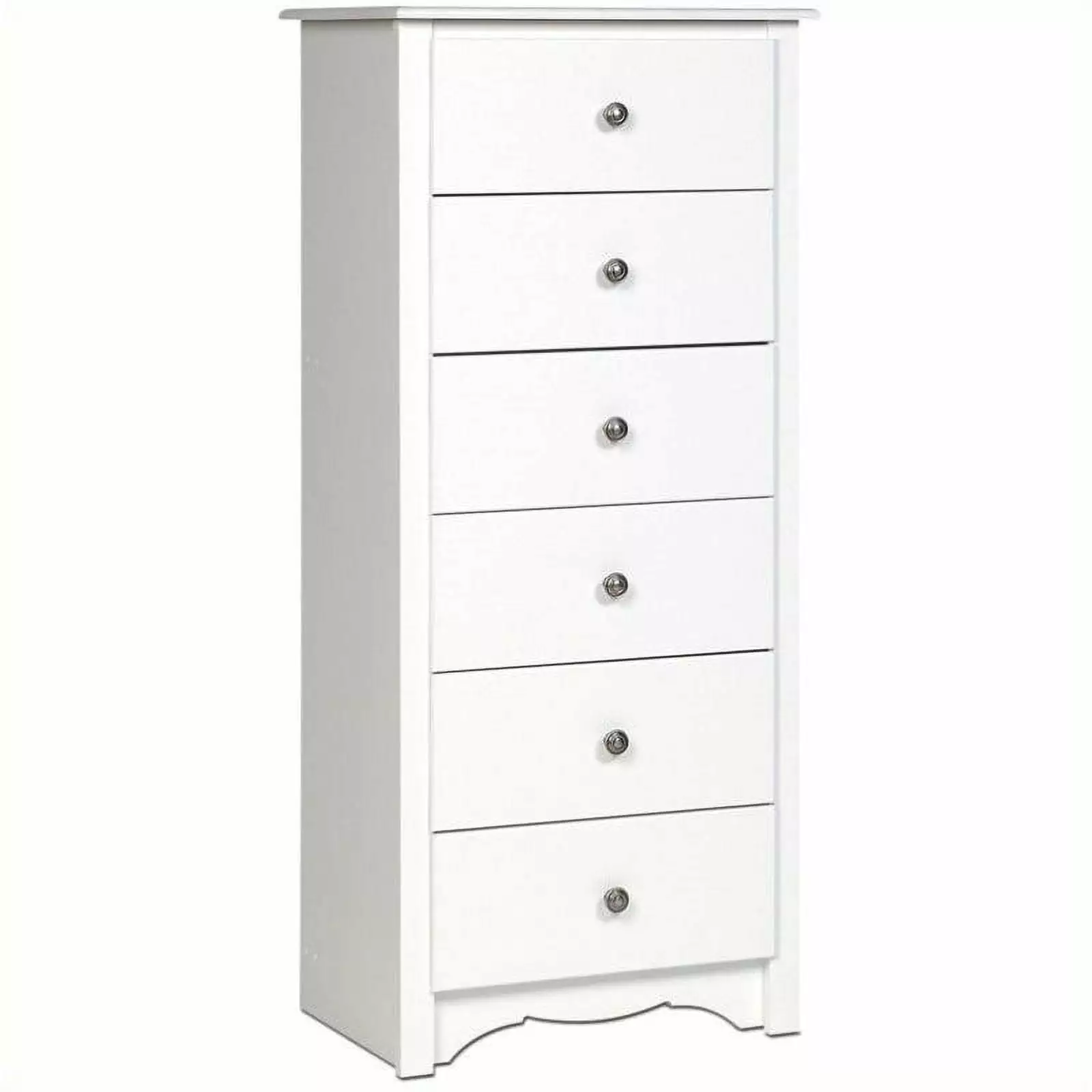 BOWERY HILL 53 Tall 6 Drawer Wood Chest Solid Metal Knobs Bedroom White Dresser