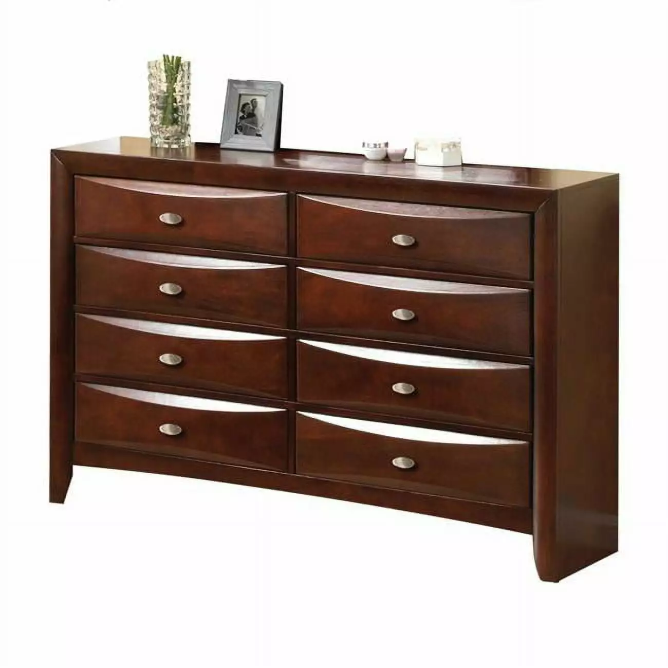 HomeRoots 41 Inch Espresso Wood Finish Dresser 8 Drawers Bedroom