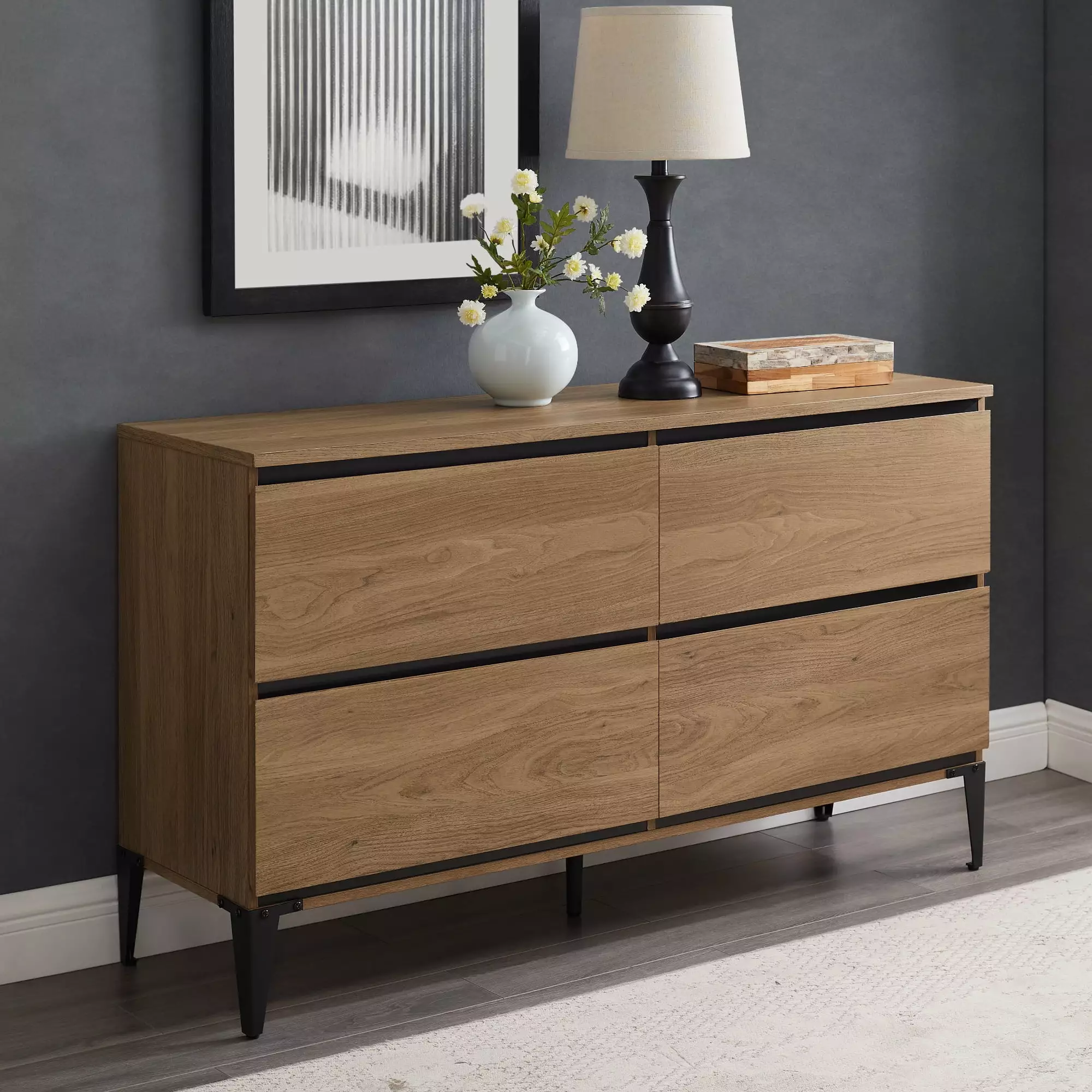 River Street Designs Milton Four-Drawer Dresser English Oak