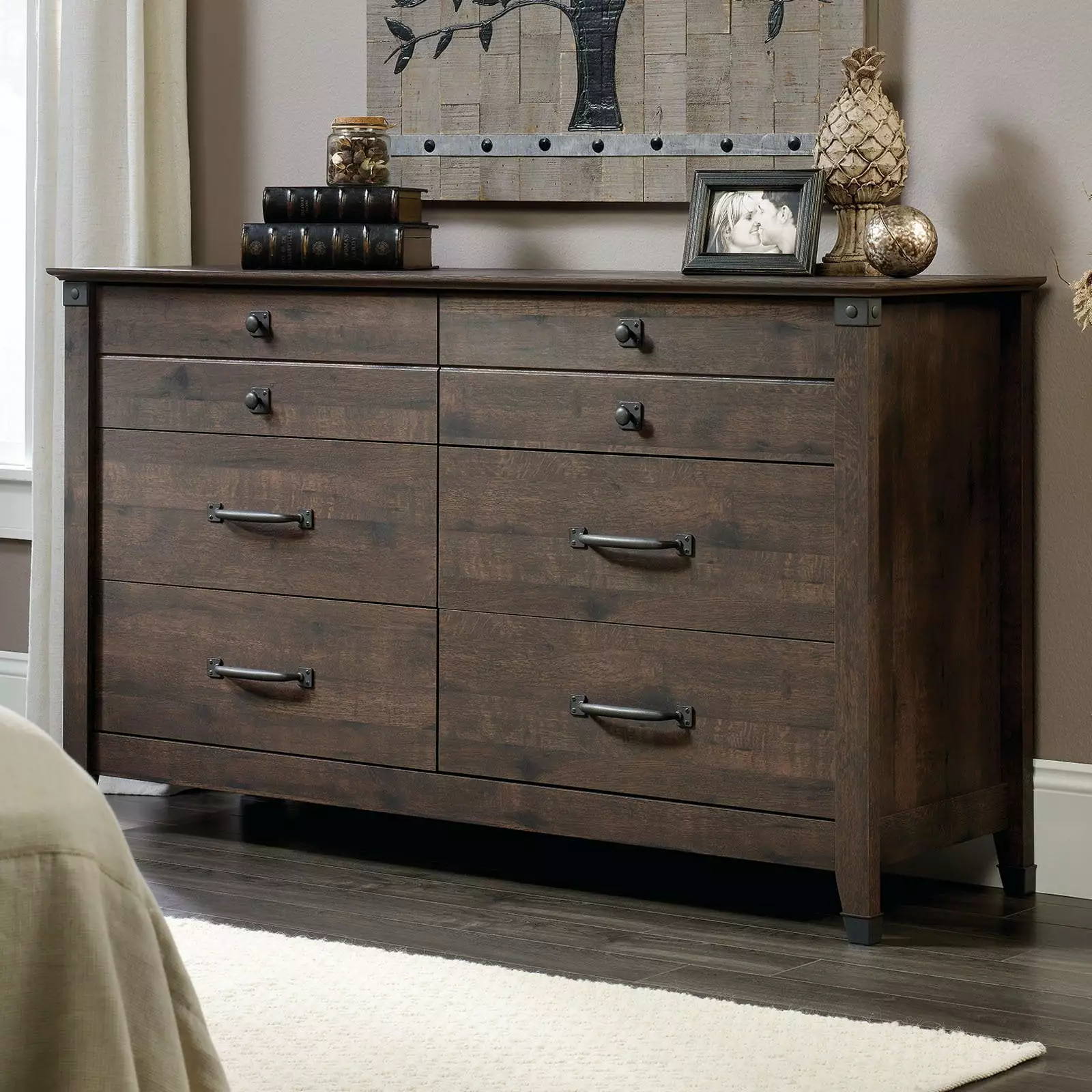 Sauder Carson Forge Dresser Coffee Oak Finish