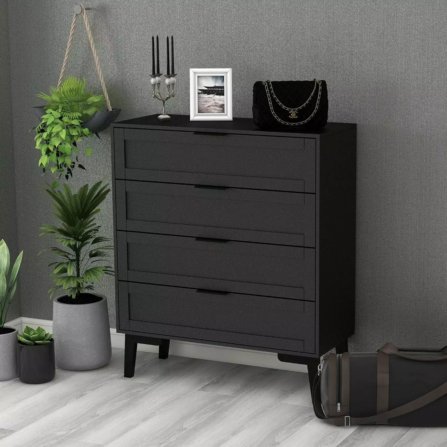 TaoHFE 4 Drawer Wood Dresser 36inch Tall Modern Bedroom Chest Drawers