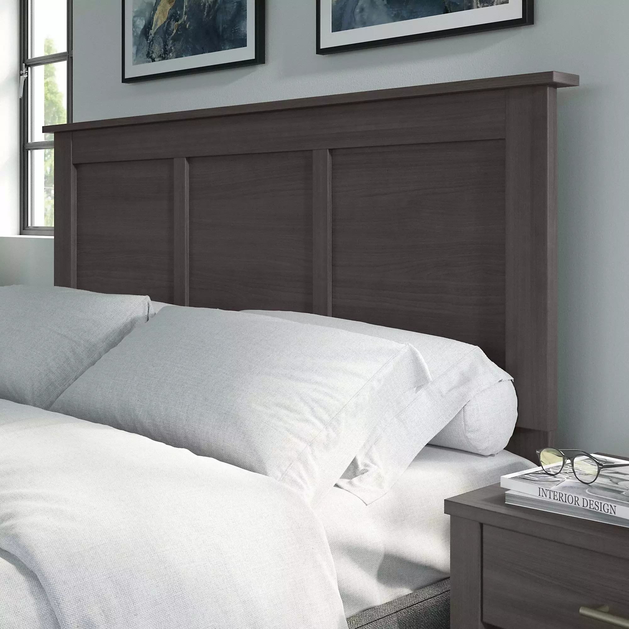 Somerset Full Queen Size Headboard Storm Gray Engineered Wood Bush Furniture