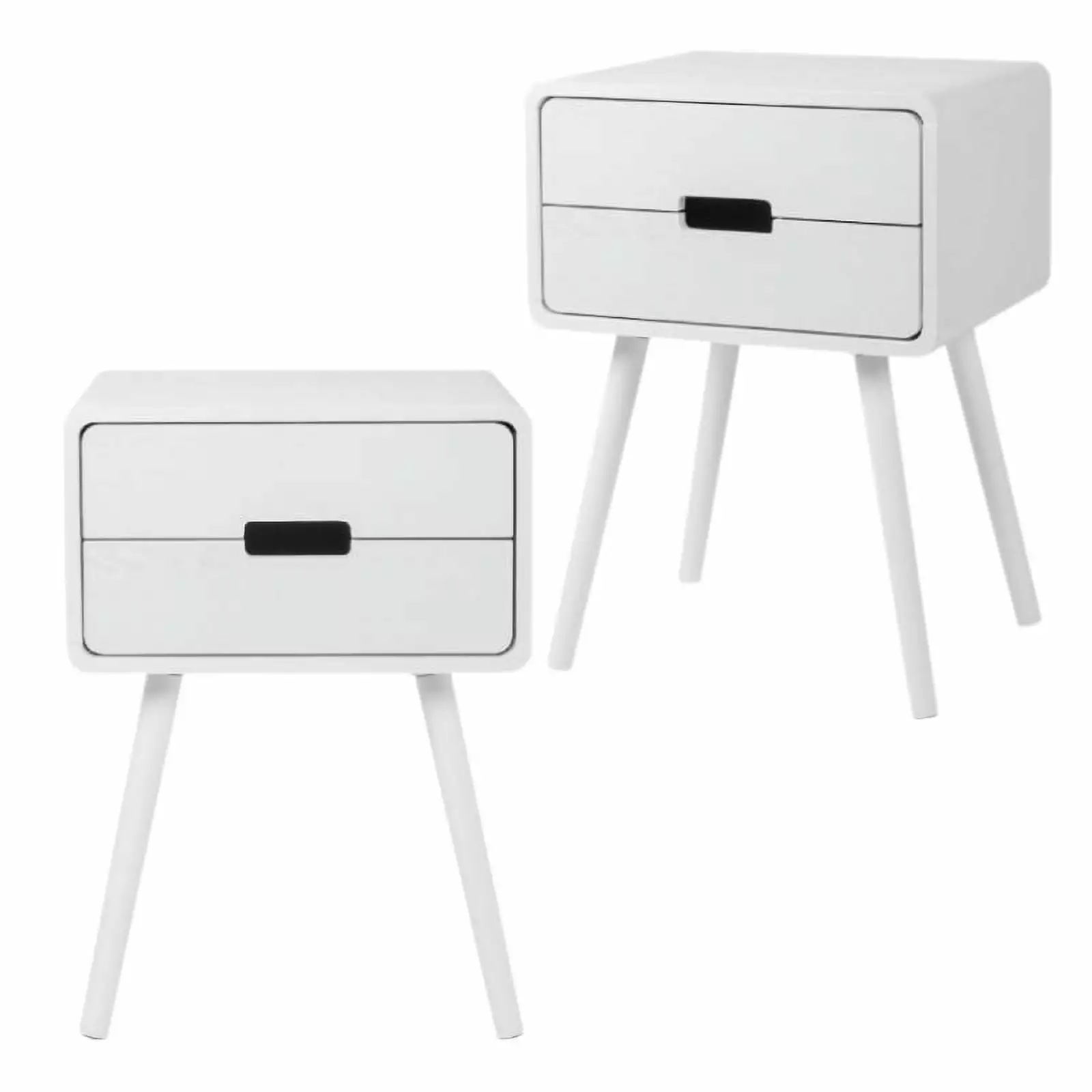 GoDecor Set 2 White Wood Nightstands 24.2 Inch Tall Bedside Tables Bedroom FCH