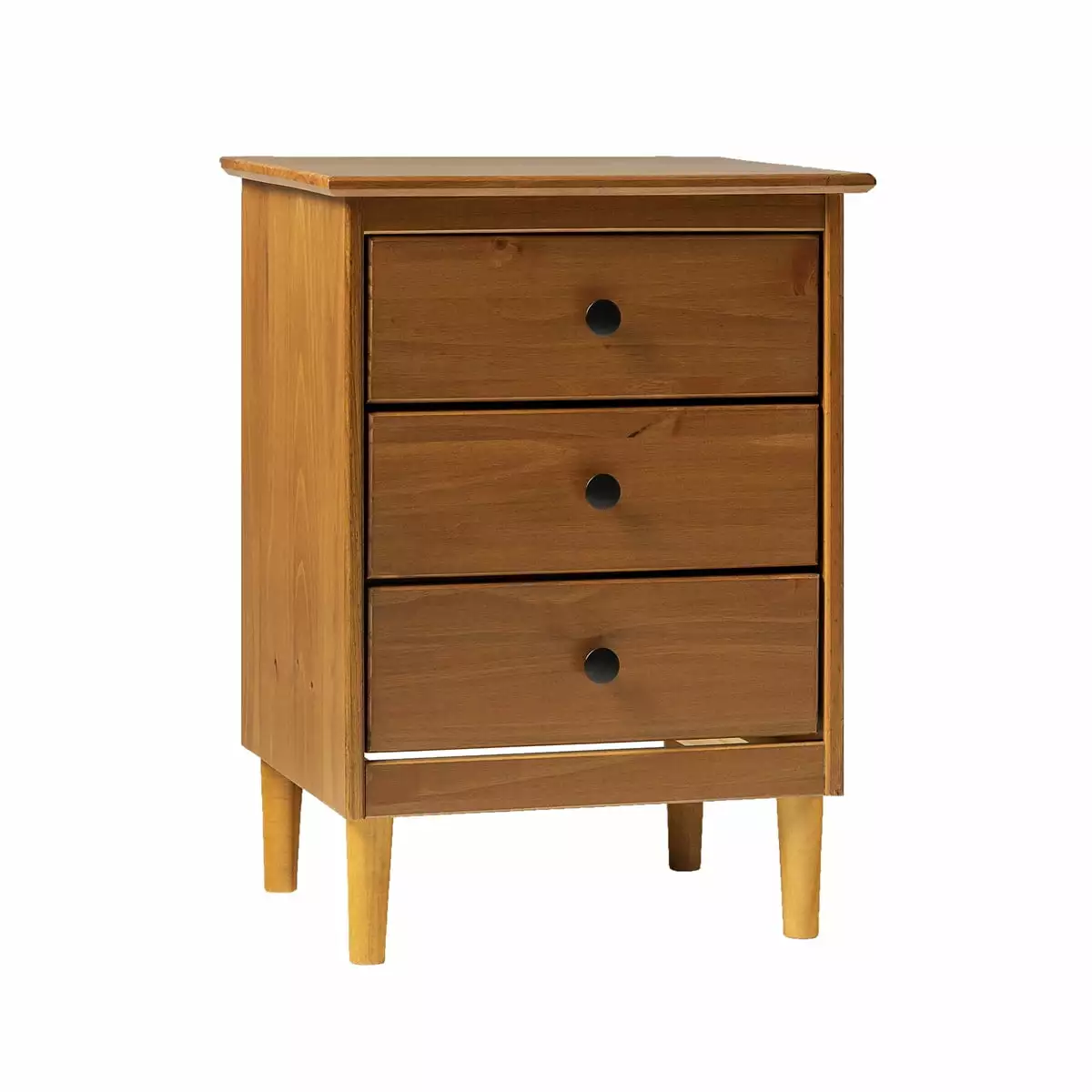 Solid Oak Wood Nightstand 3 Drawers Mid-Century Luxury Bedside Table Easy Assembly HOMIQUEEN