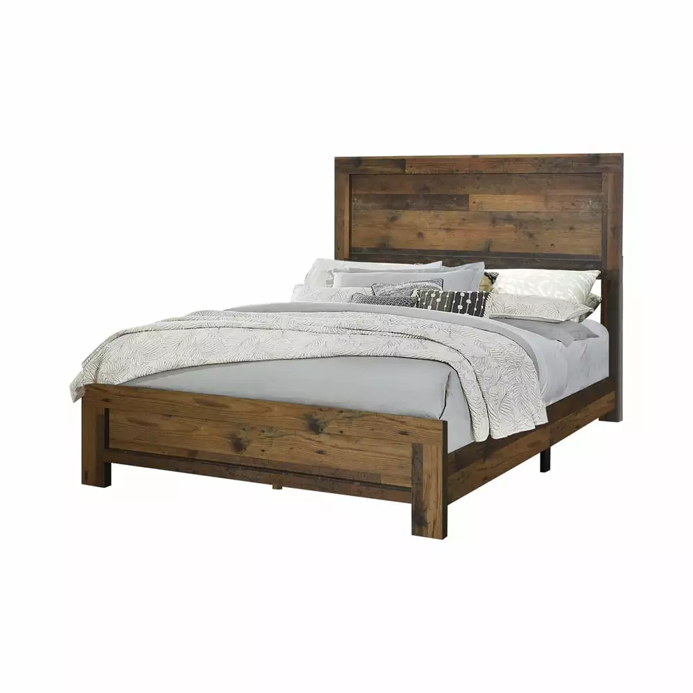 Contemporary Style Twin Size Bed Rustic Details Dark Brown - Saltoro Sherpi Wooden Bed Frame