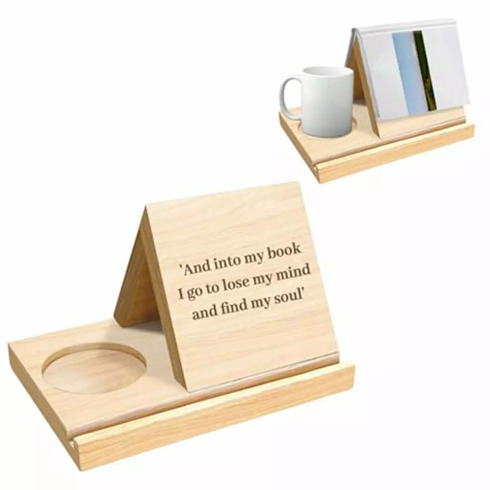 GBSELL Solid Wood Tripod Bookcase Coffee Holder, Valentine's Day Gift Book Lovers