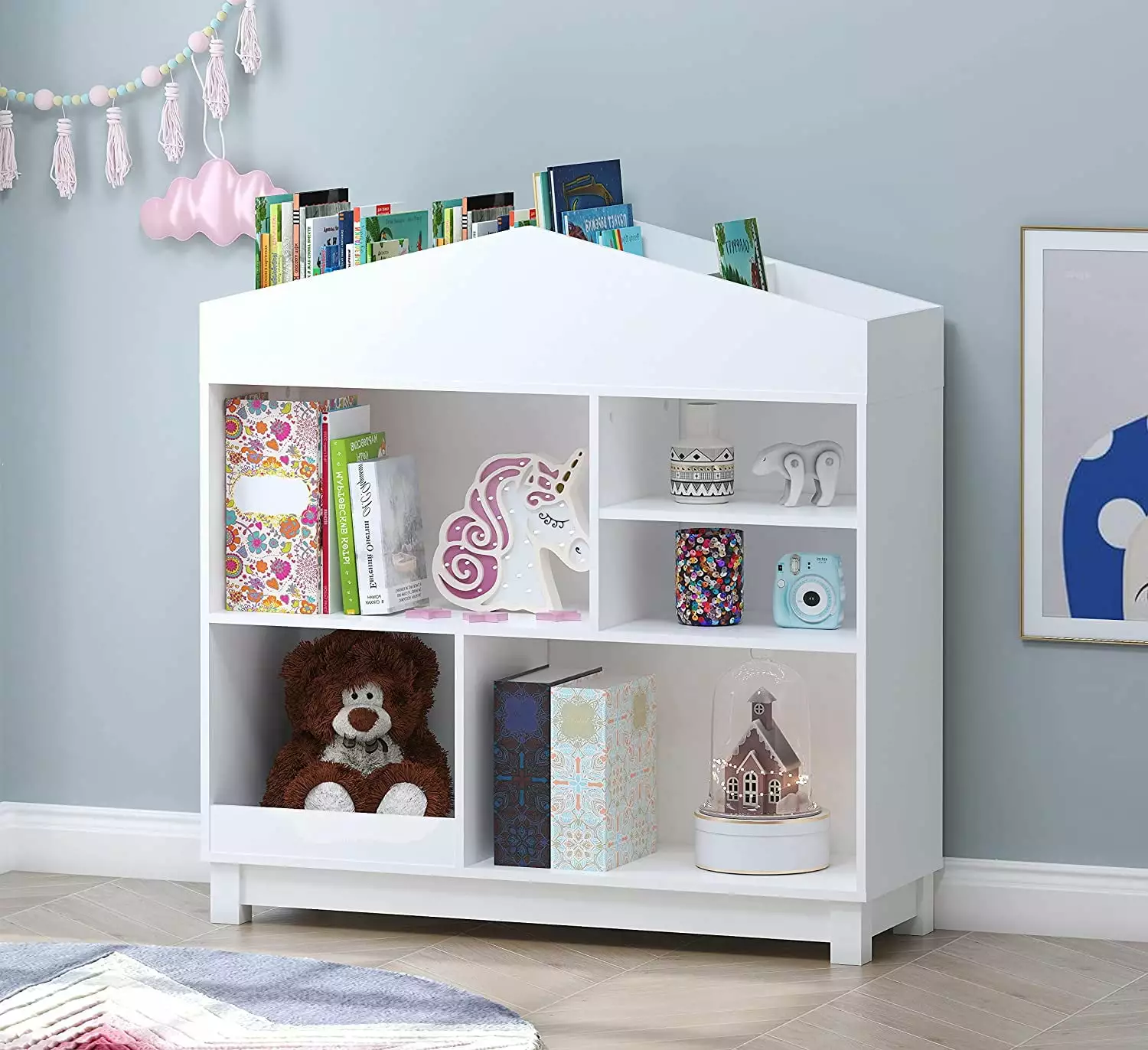 UTEX Kids Bookshelf Wooden Children's Bookcase Storage White Boys and Girls
