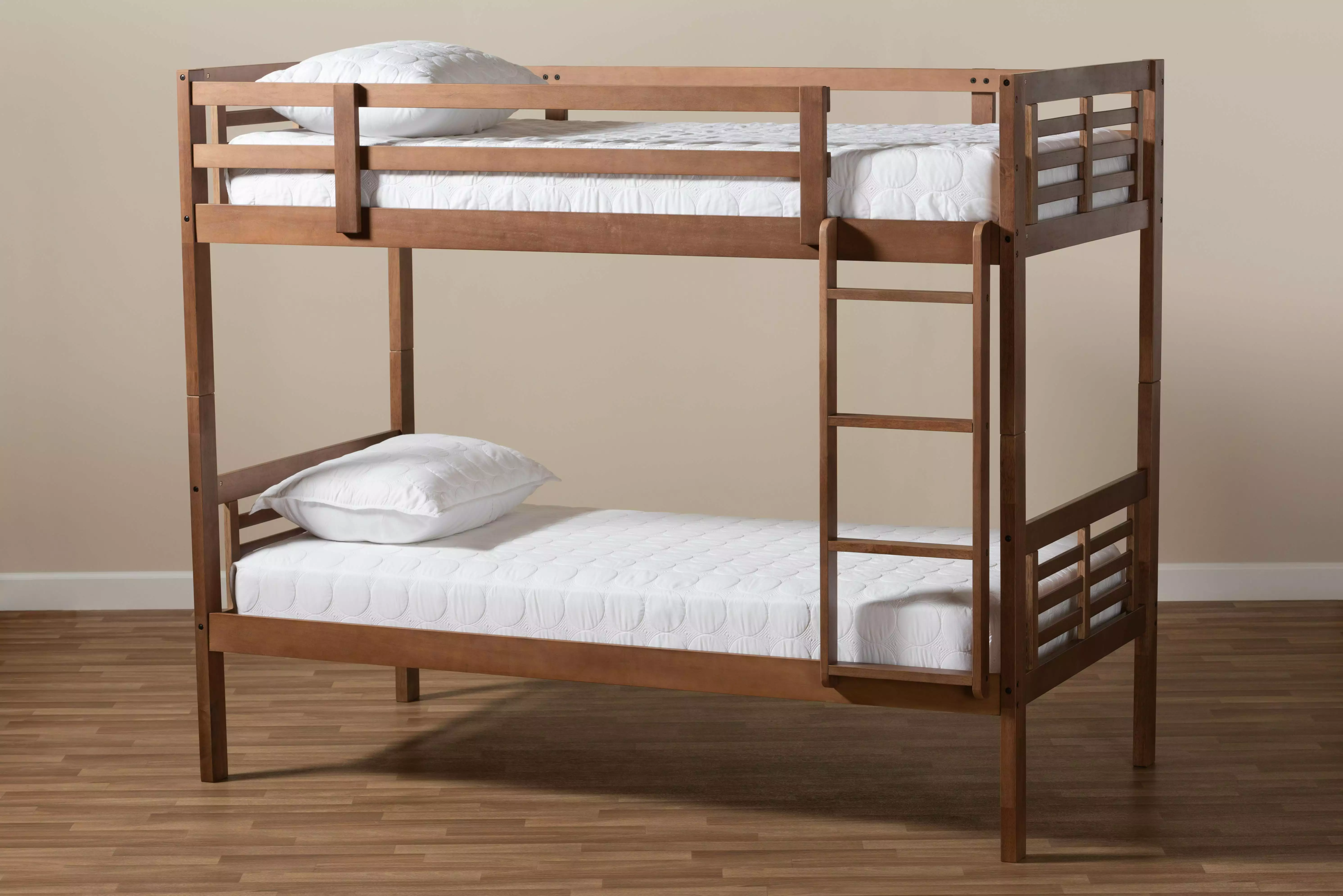Baxton Studio Liam Modern Contemporary Walnut Brown Finished Wood Twin Size Bunk Bed