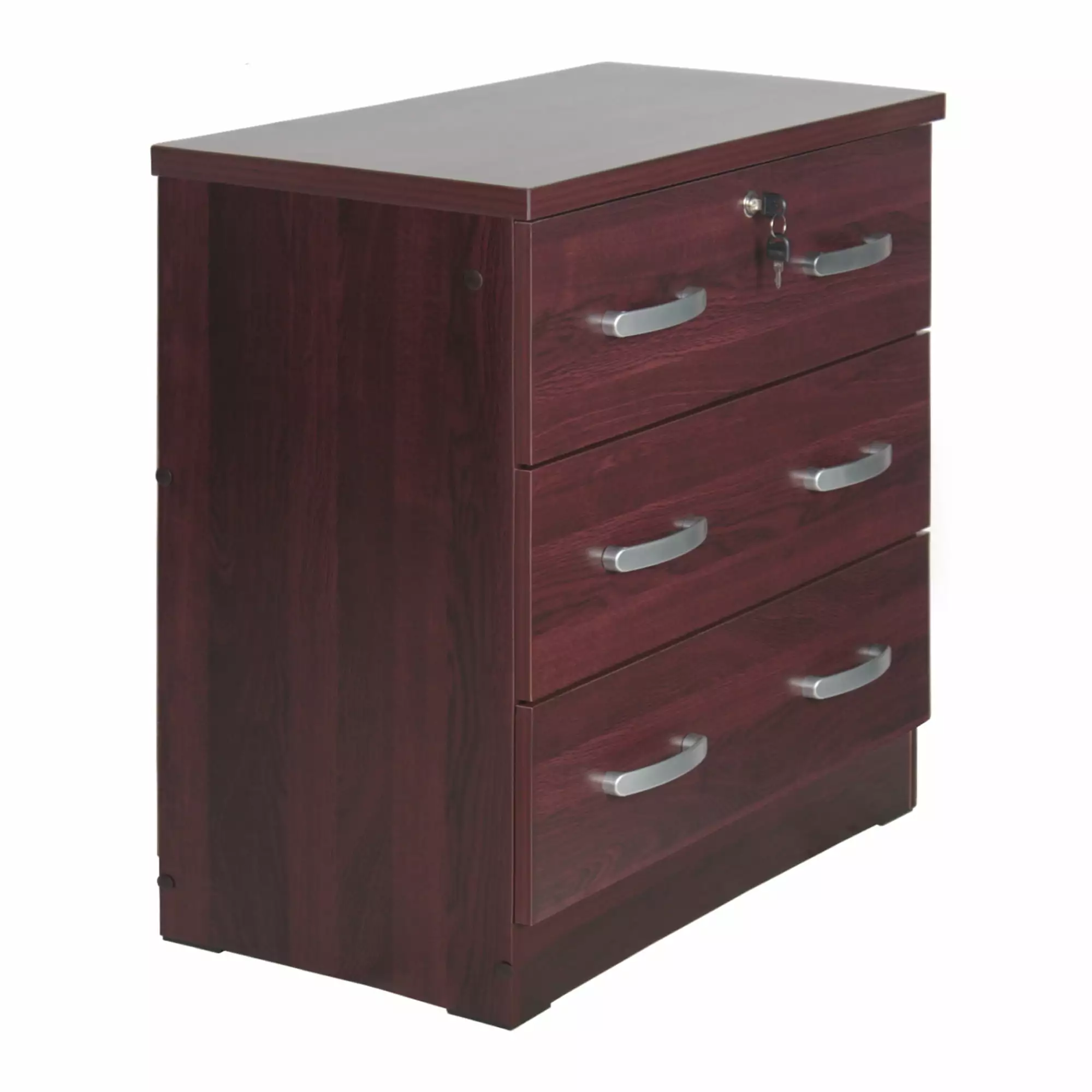 Better Home Products Cindy Wooden 3 Drawer Chest Bedroom Dresser Mahogany