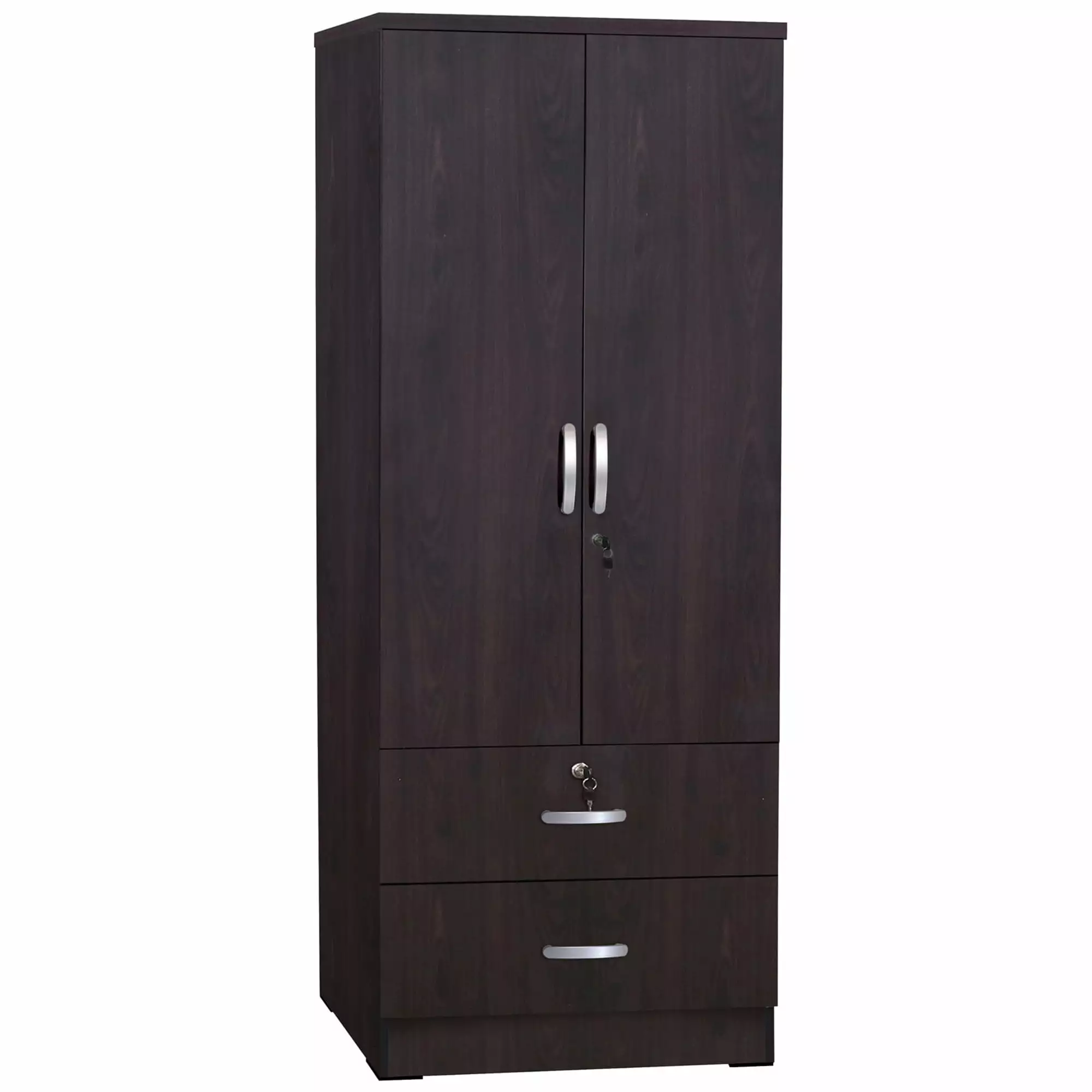 Better Home Products Grace Wood 2-Door Wardrobe Armoire 2-Drawers Tobacco