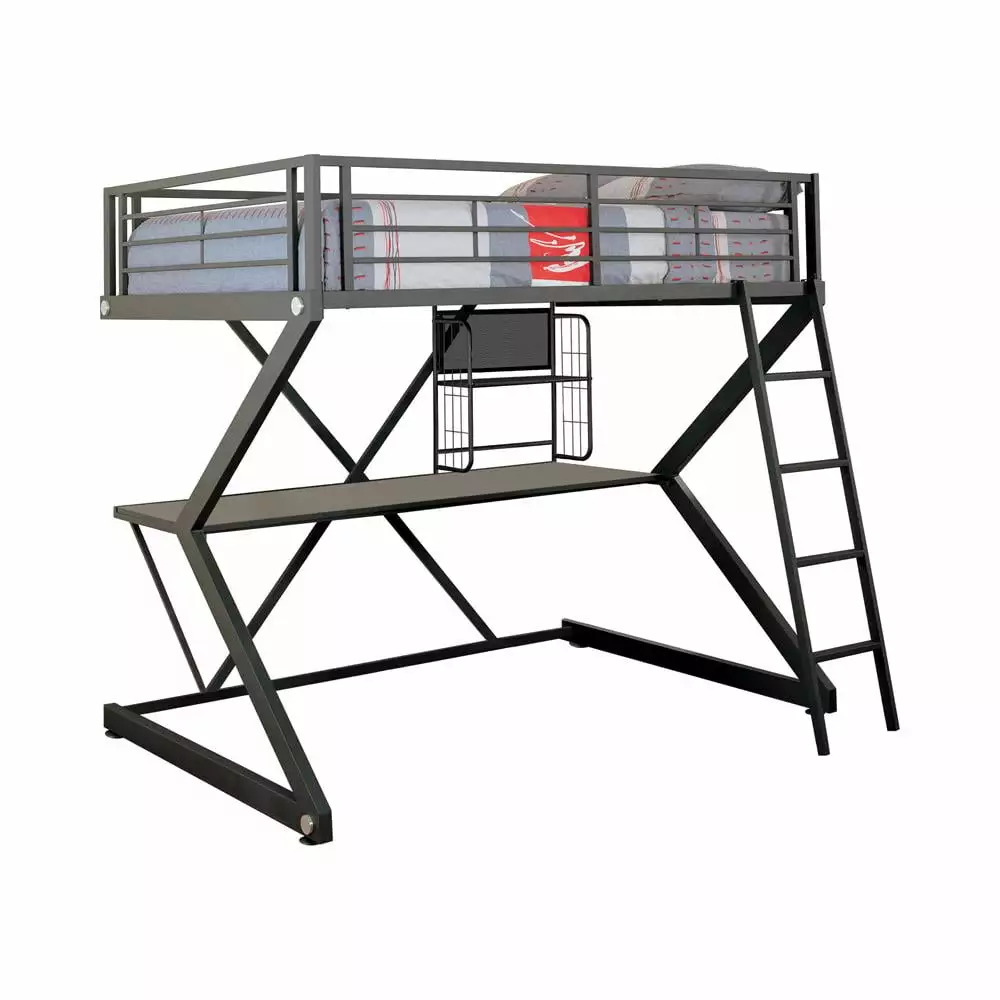 Parkview Full Workstation Loft Bed - Black - Includes Desk and Gaming Area Coaster Company