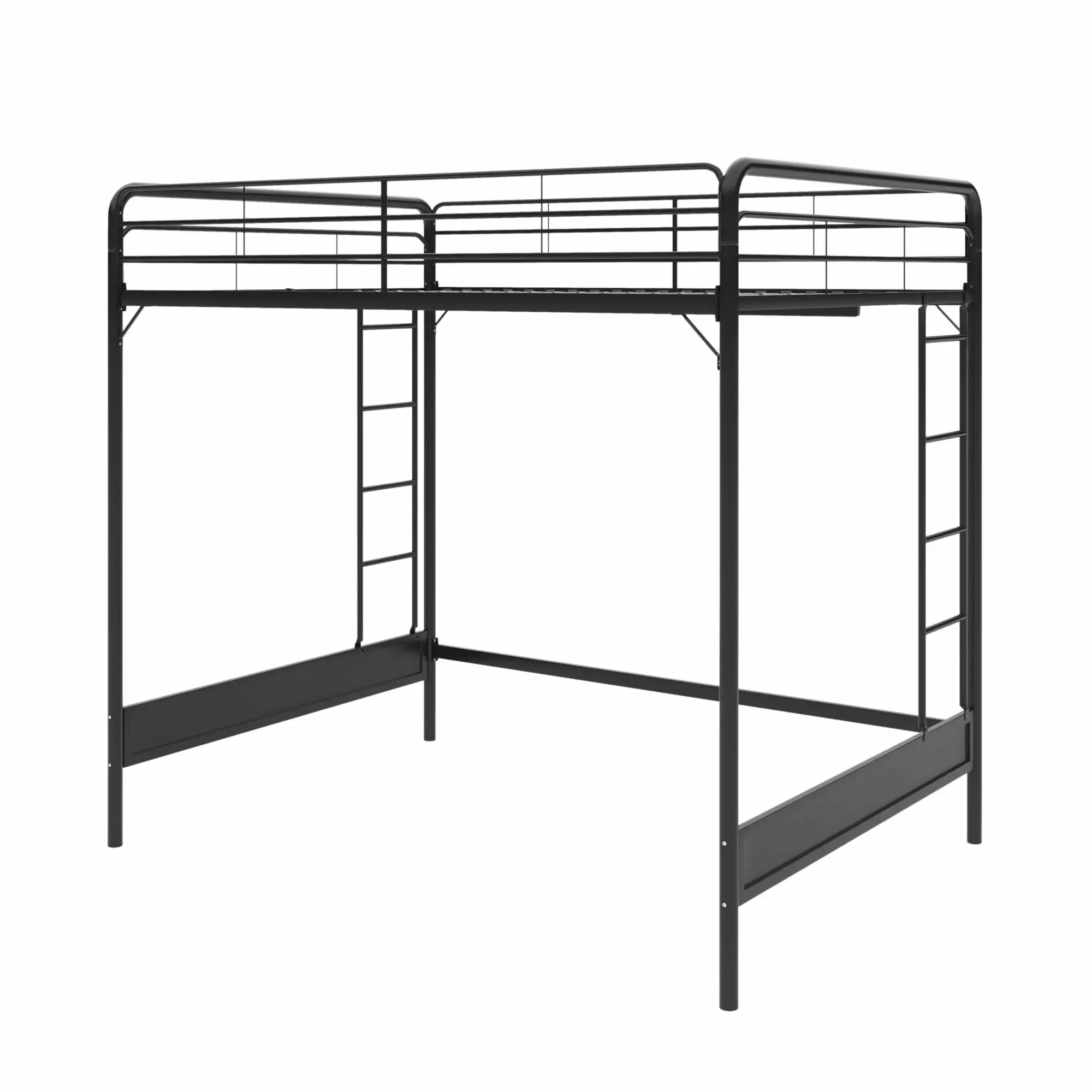 RealRooms Colten Loft Bed - Underbed Desk and Gaming Area - Full Size - Black
