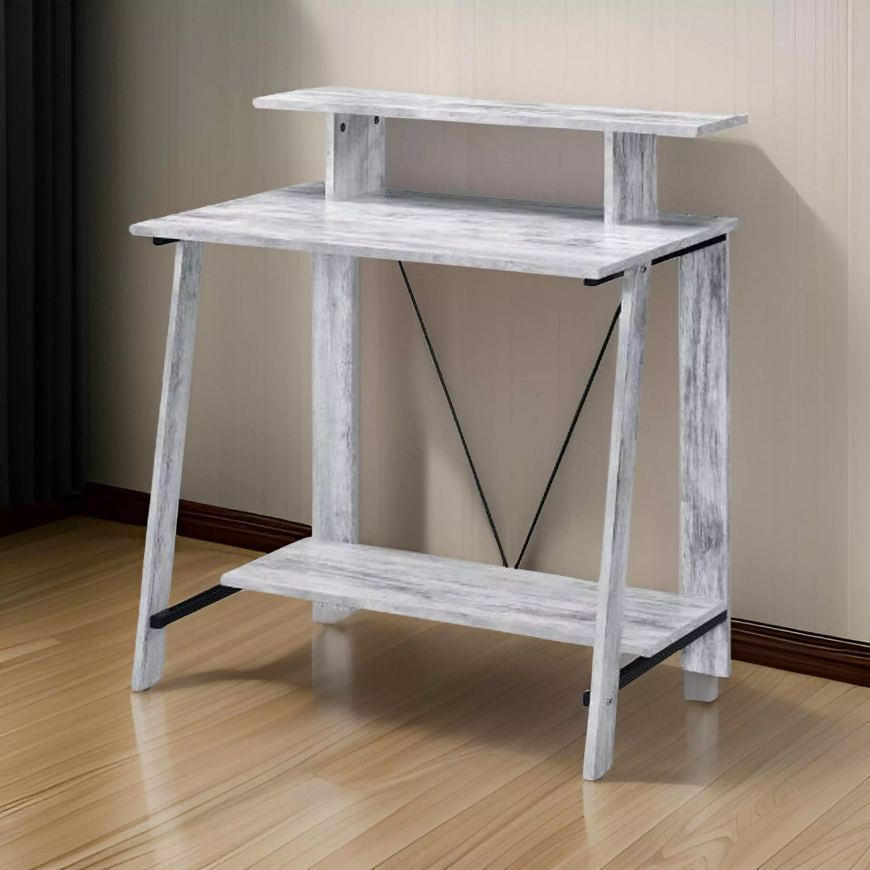 Writing Desk V Shaped Frame Antique White and Black Modern Home Office Furniture Bed Bath & Beyond