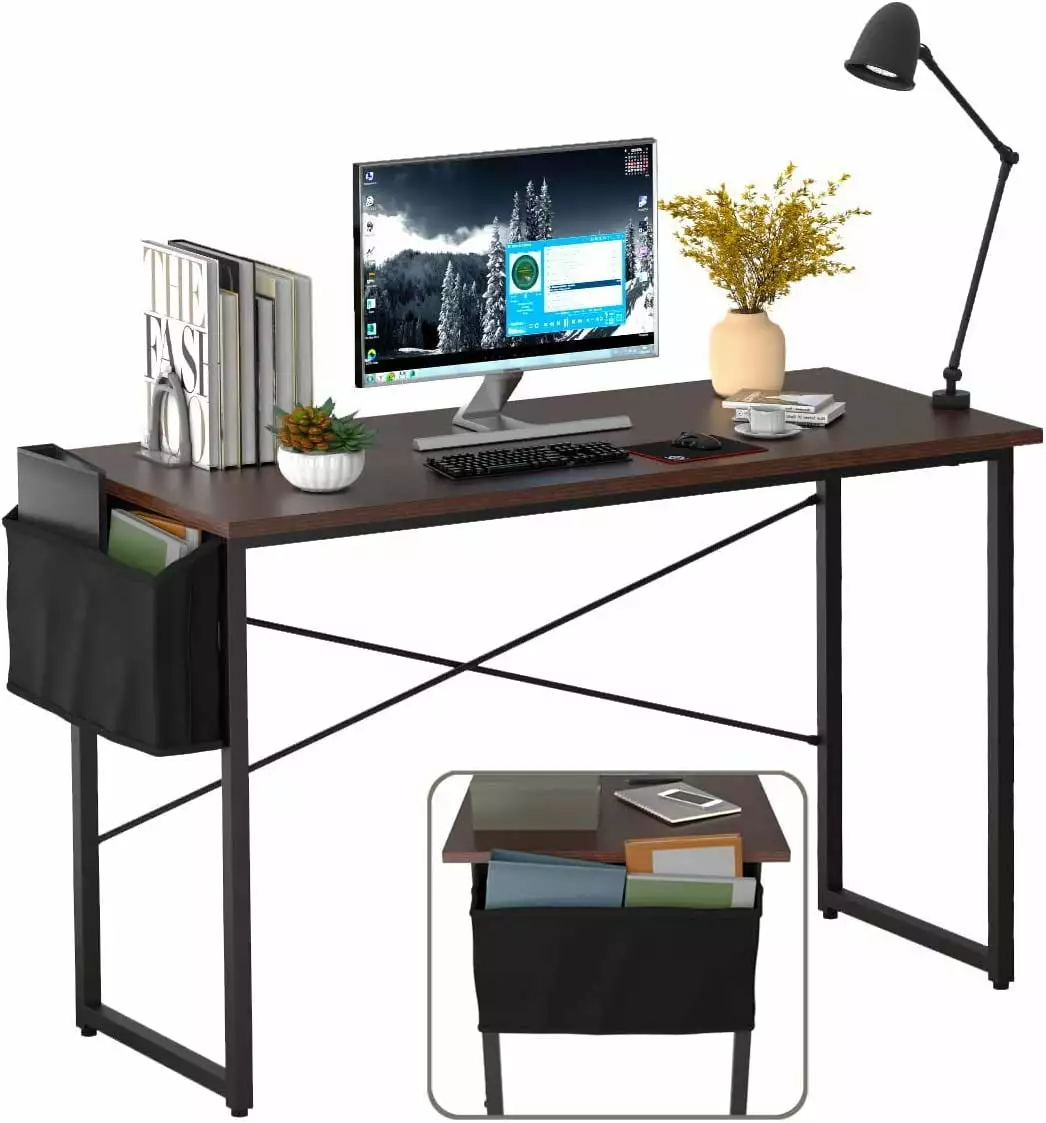 47 Inch Coffee Computer Desk Storage Bag - Modern Simple Style Home Office Writing Study Laptop Table FANWB