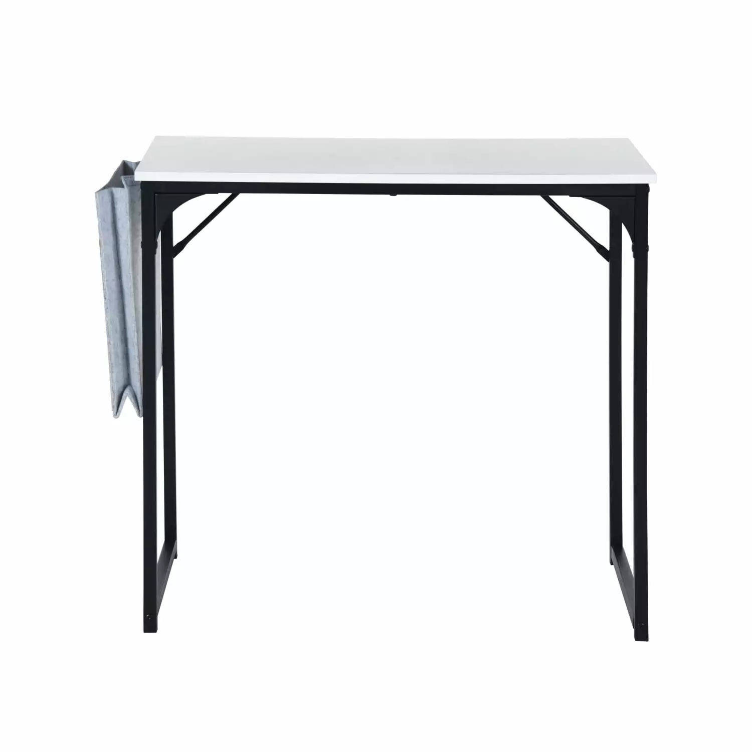 Homy Casa 32 Inch Computer Desk Storage Bag Black Frame White Top