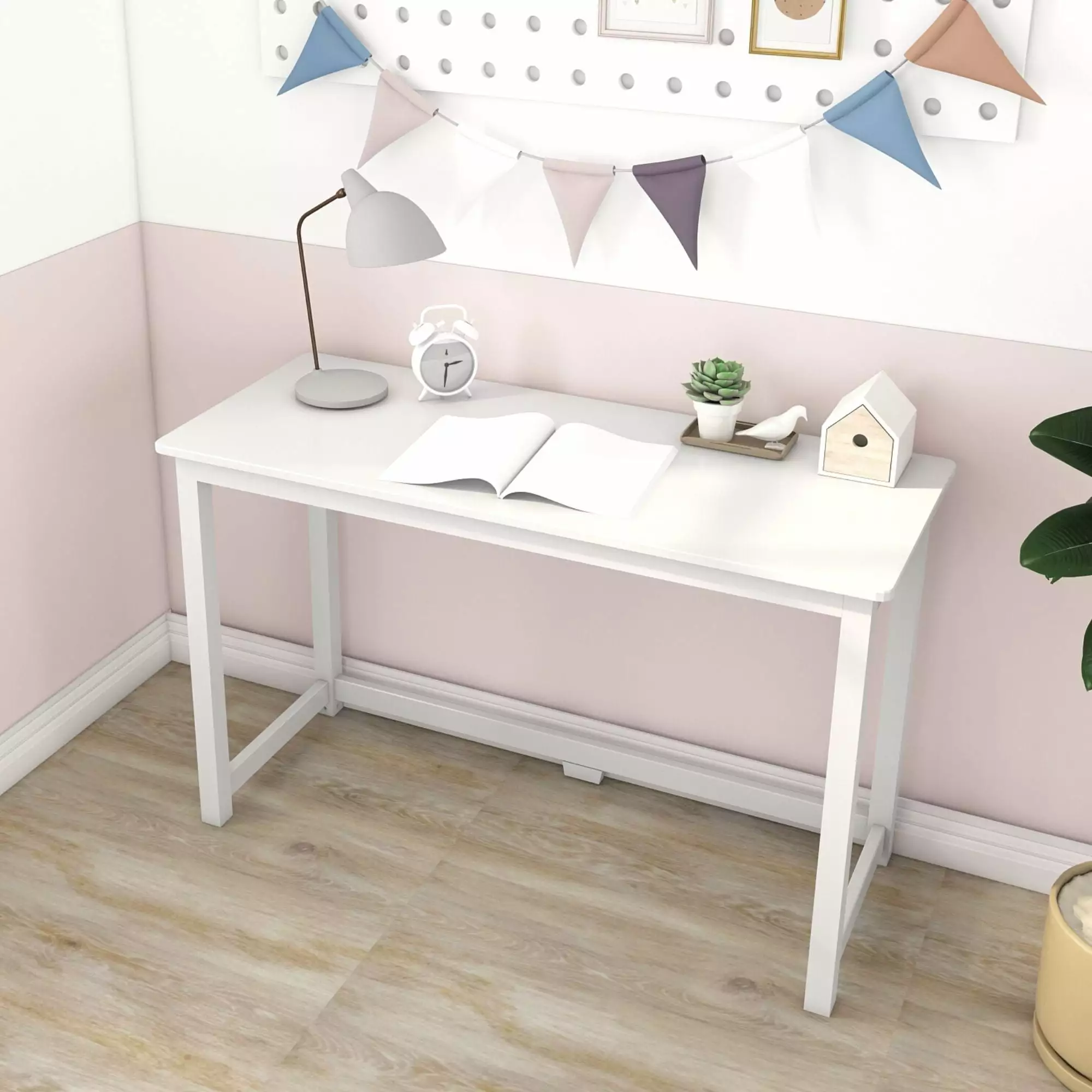 Max & Lily Small Desk Home Office - 47 Inch Computer Gaming Study Work Desk White