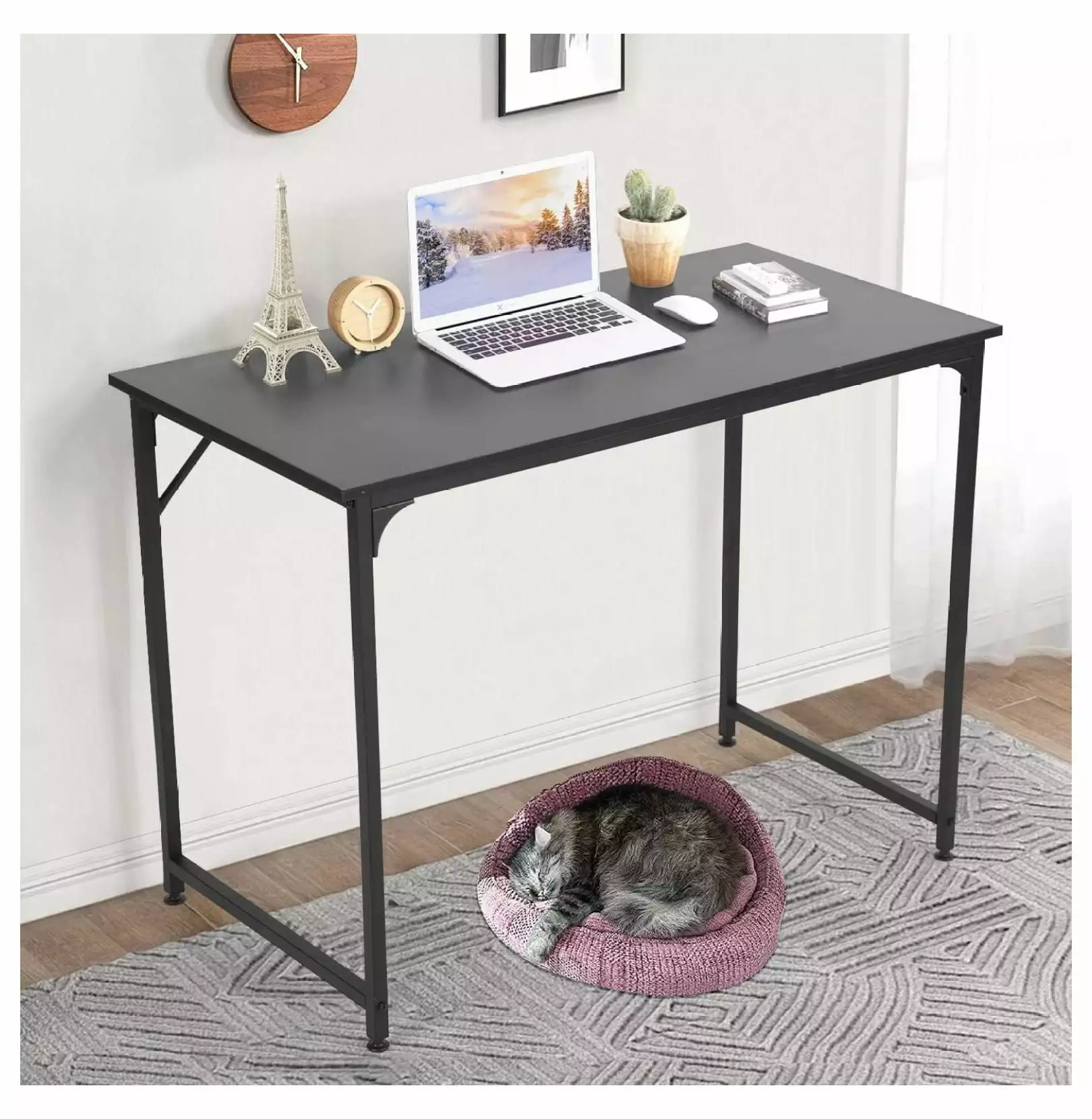 39 Inch Computer Desk Home Study Office Workstation Large Writing Desk Modern Simple PC Table Black Werqueid