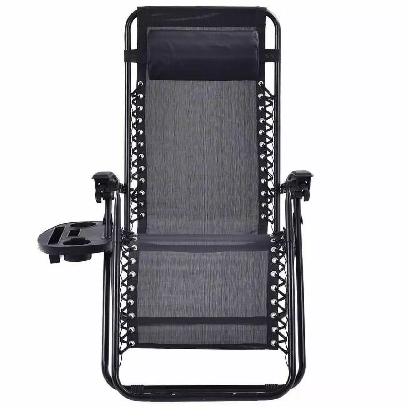 Zero Gravity Recliner Lounger Cup Holder Grey Mesh Fabric Pack 2 Marco Frio