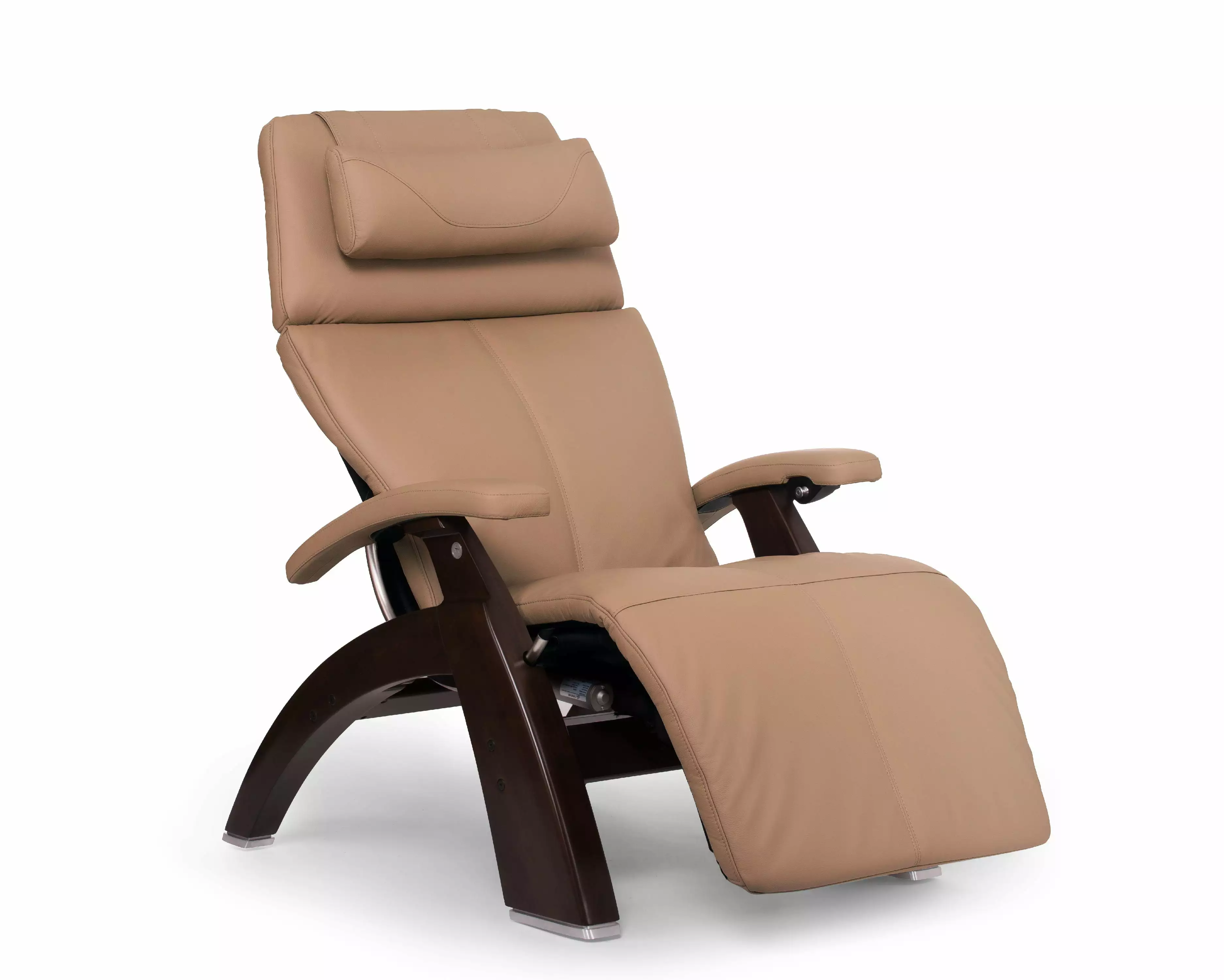 Human Touch PC 600 Zero-Gravity Recliner Dark Walnut Sand Leather